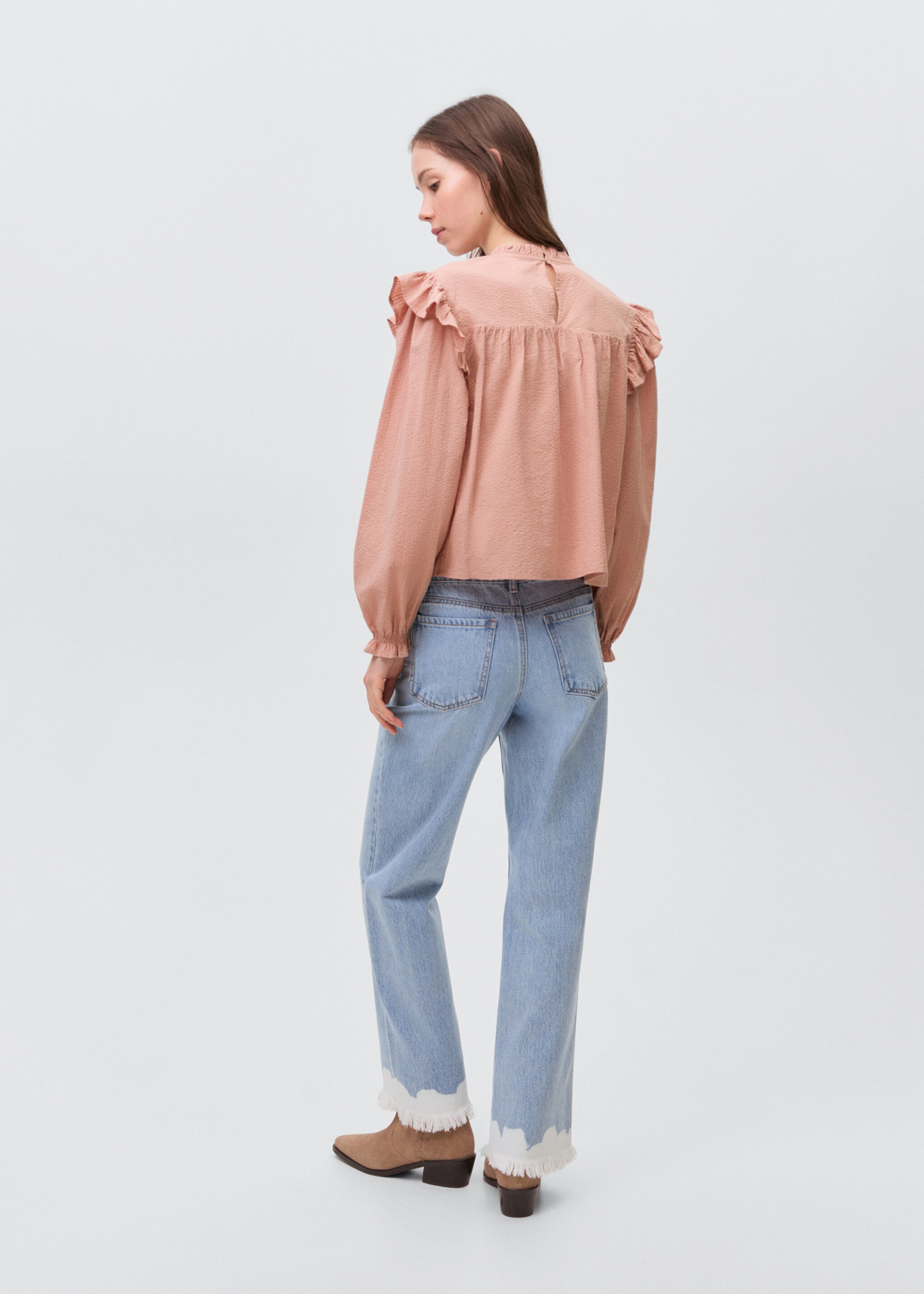 Textured cotton blouse - Reverse of the article, Pastel Pink. Ref: 87043279-00.