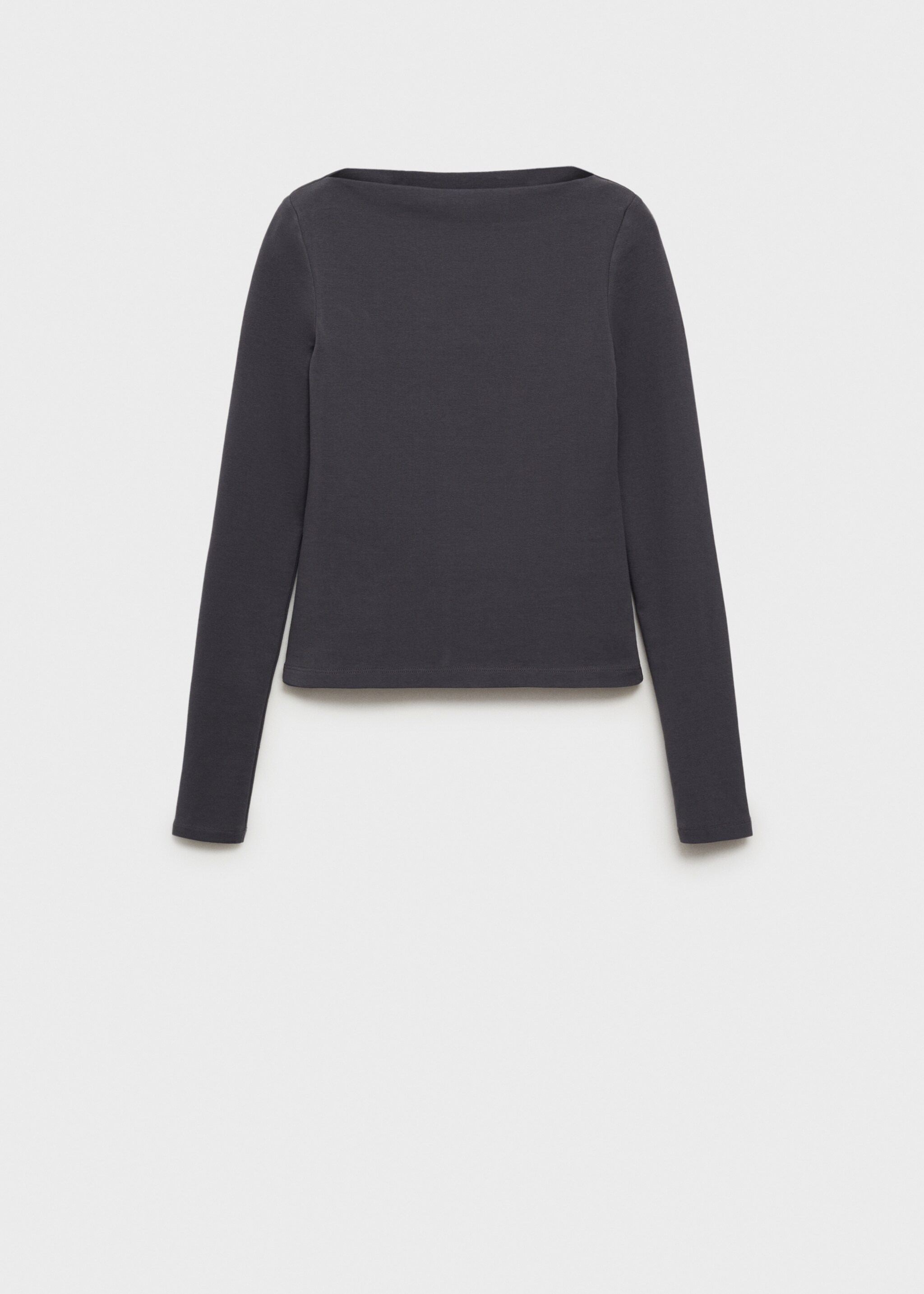 Baumwoll-T-Shirt mit Bateau-Ausschnitt - Artikel ohne Model, Anthrazit. Ref: 87043281-00.