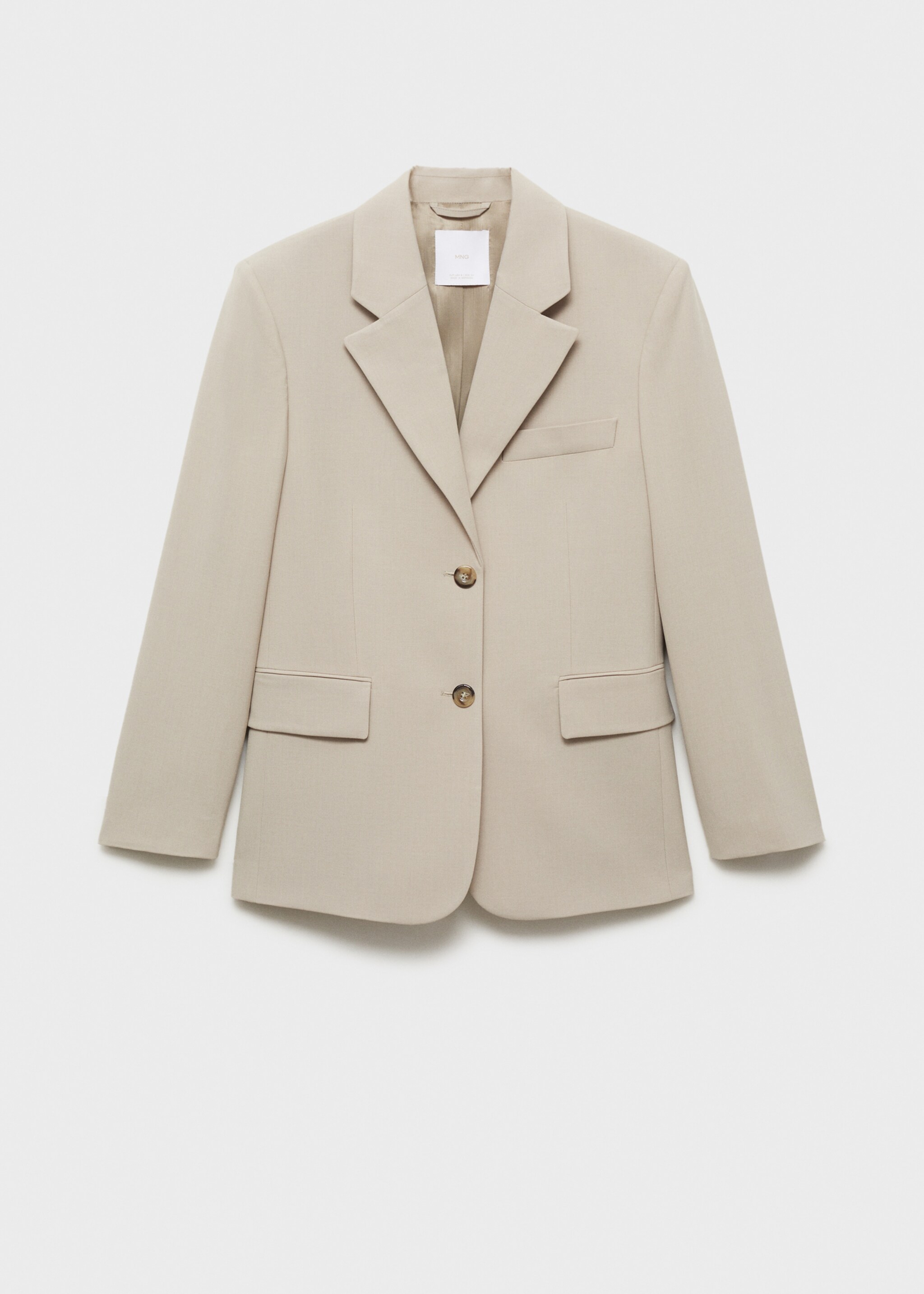 Structured straight-fit jacket - Article without model, Beige. Ref: 87043288-00.
