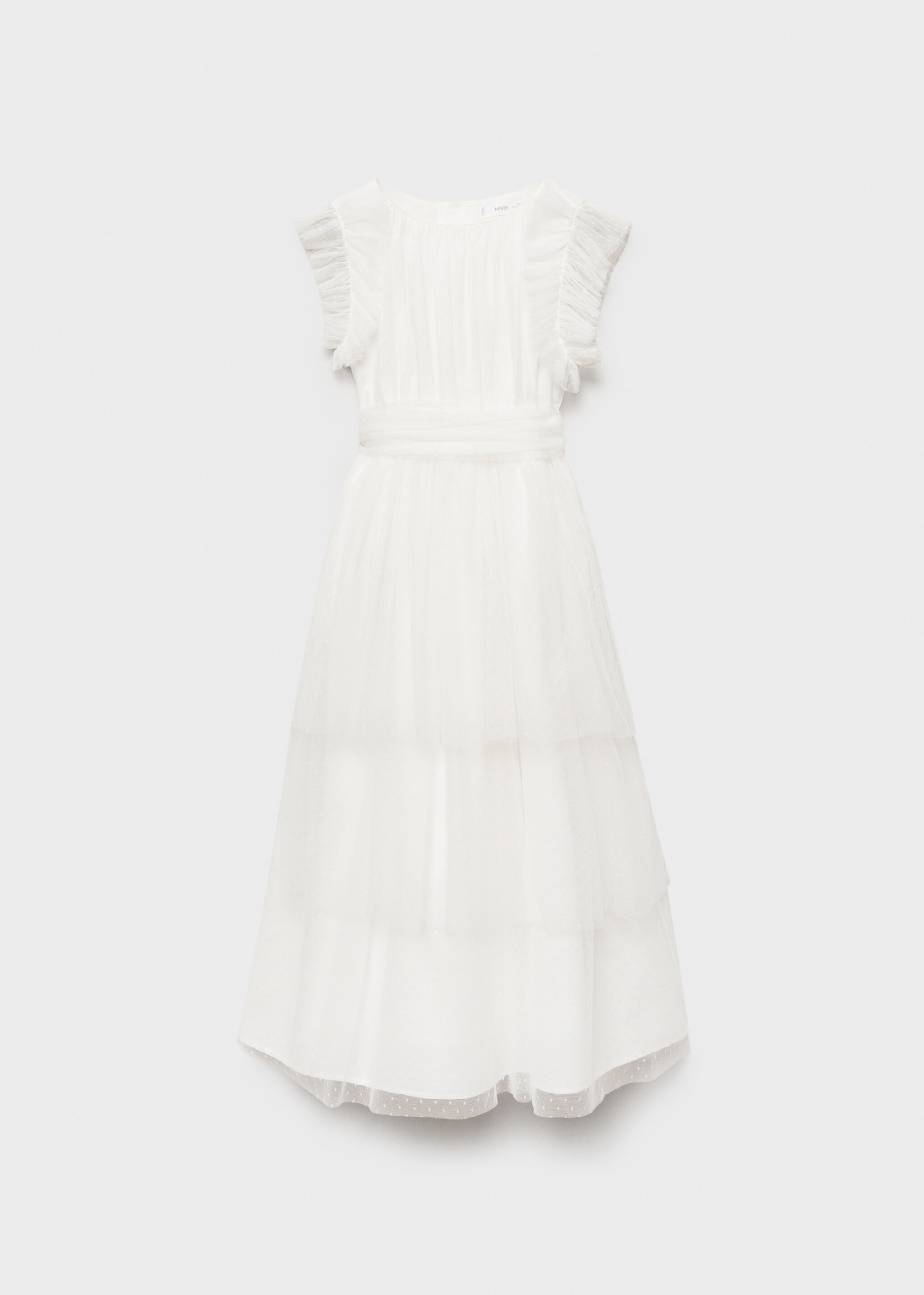 Ruffle plumeti dress - Article without model, White. Ref: 87043636-00.