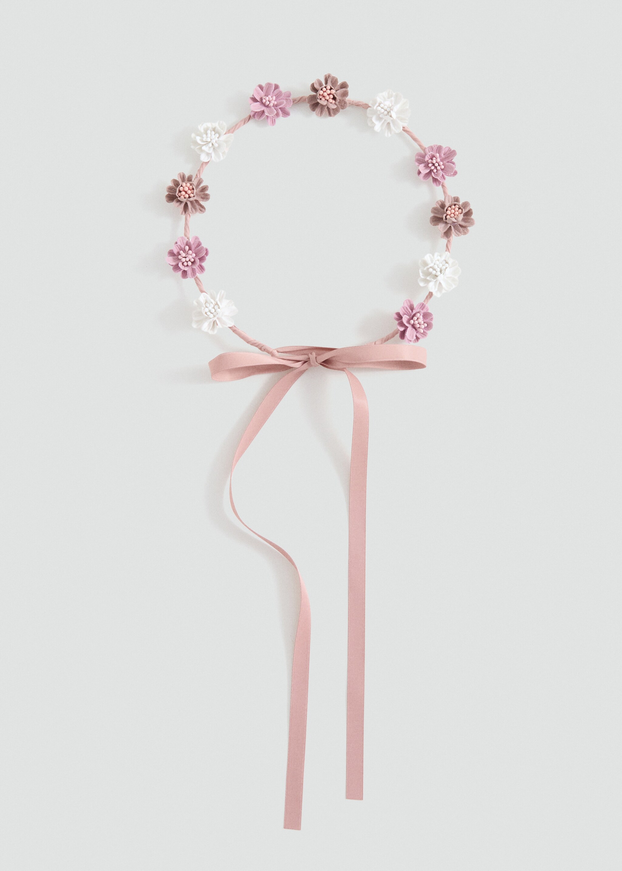 Tie closure flower hairband - Details of the article 2, Pale Pink. Ref: 87043649-00.