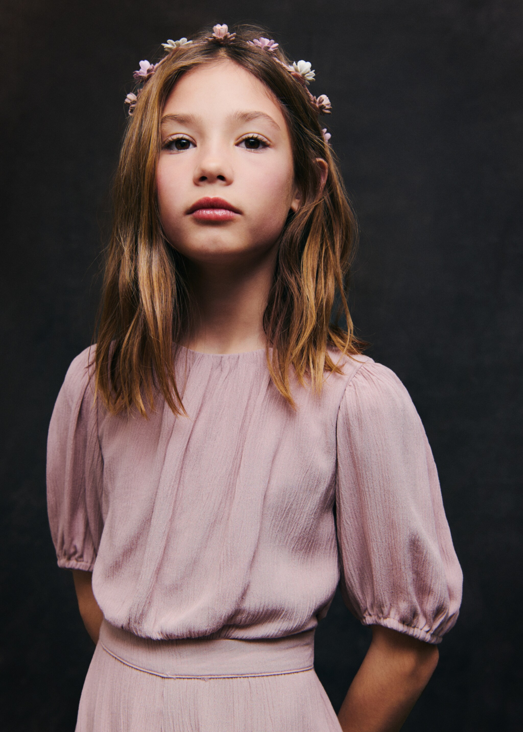 Tie closure flower hairband - Details of the article 6, Pale Pink. Ref: 87043649-00.