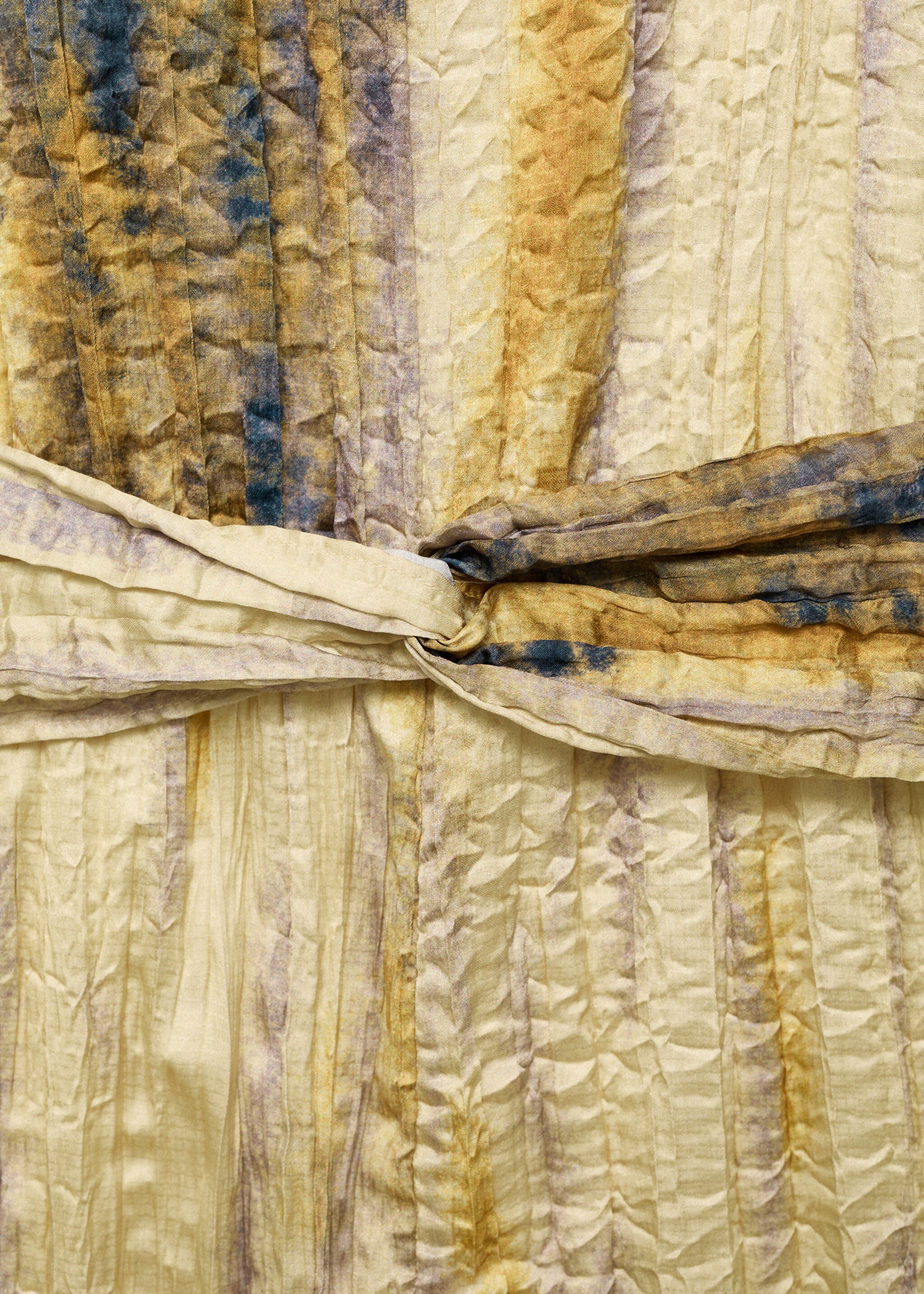 Long satin textured jumpsuit - Details of the article 8, Pastel Yellow. Ref: 87044063-00.