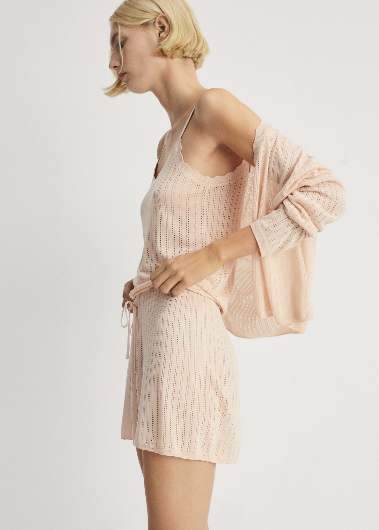 Short de pyjama détail en maille ajourée - Détail de l'article 1