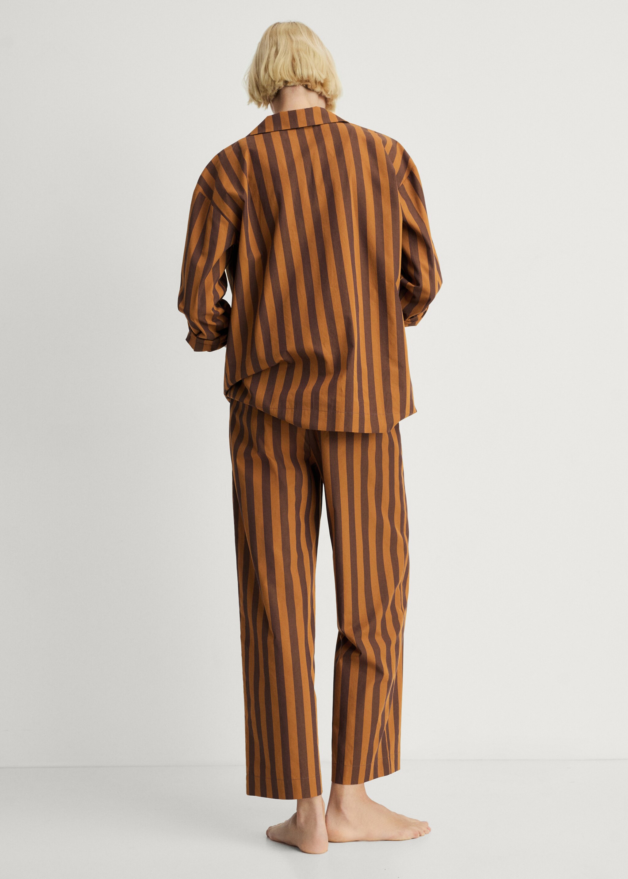 Woven two-tone striped trousers - Reverse of the article, Brown. Ref: 87044067-00.
