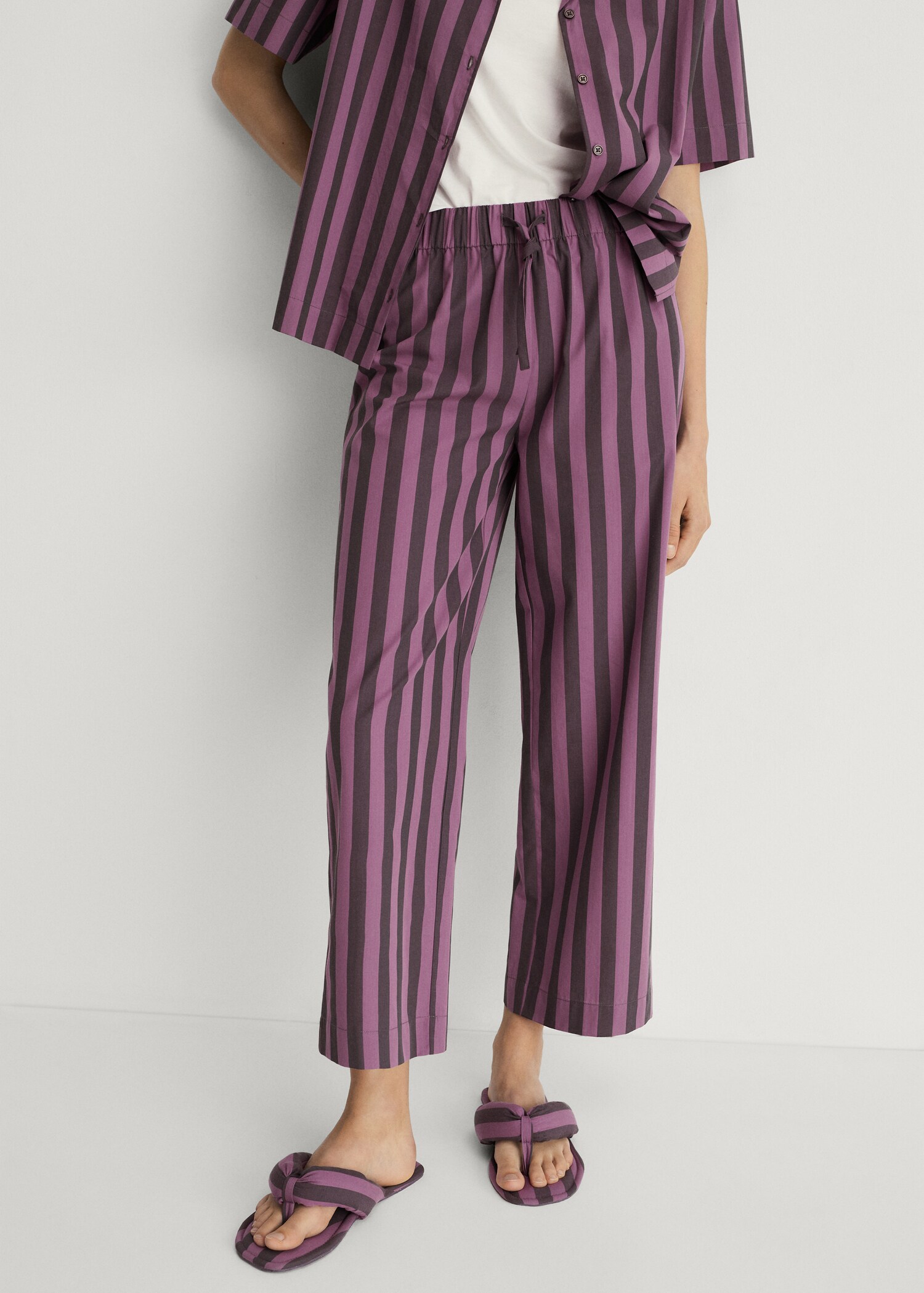 Woven two-tone striped trousers - Medium plane
