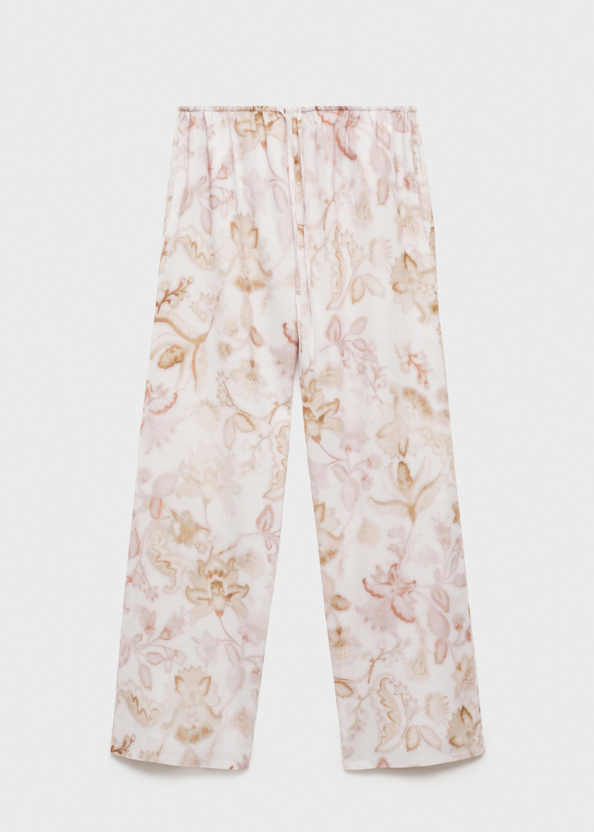 Pyjama trousers with floral detail - Article without model, Light/Pastel Grey. Ref: 87044068-00.