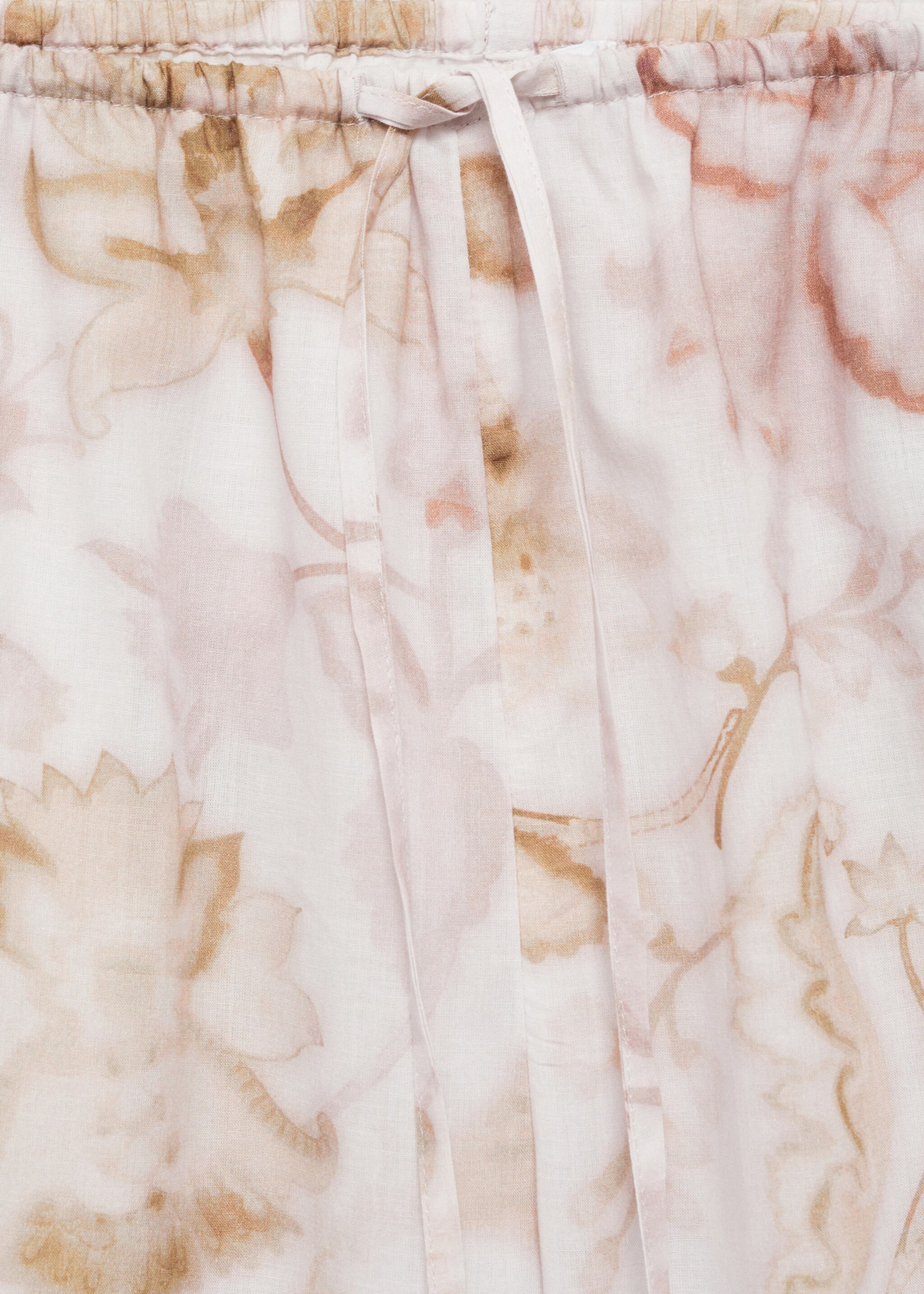Pyjama trousers with floral detail - Details of the article 8, Light/Pastel Grey. Ref: 87044068-00.