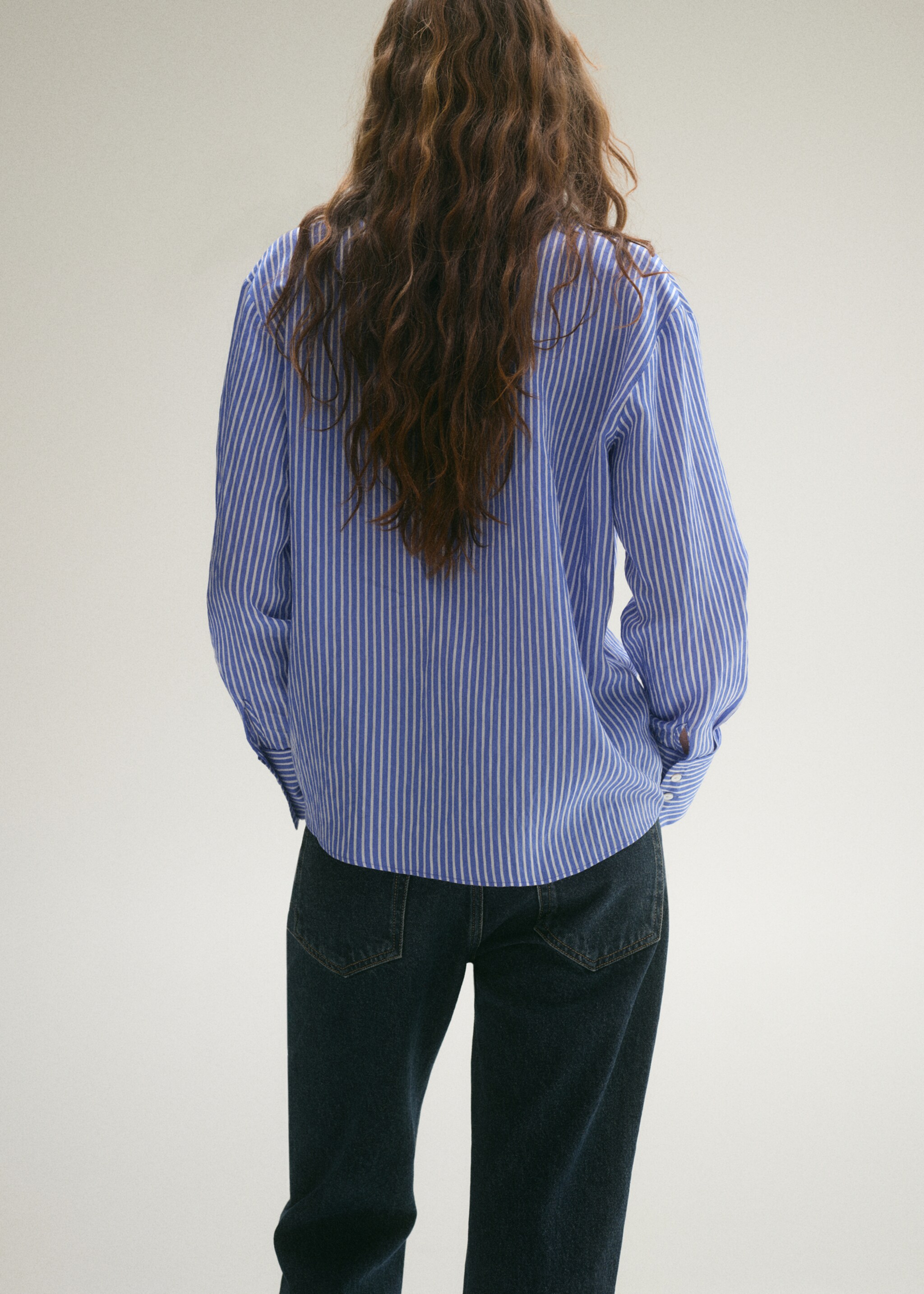 Recht gestreept overhemd - Achterkant van het artikel, Blauw. Ref: 87044069-00.