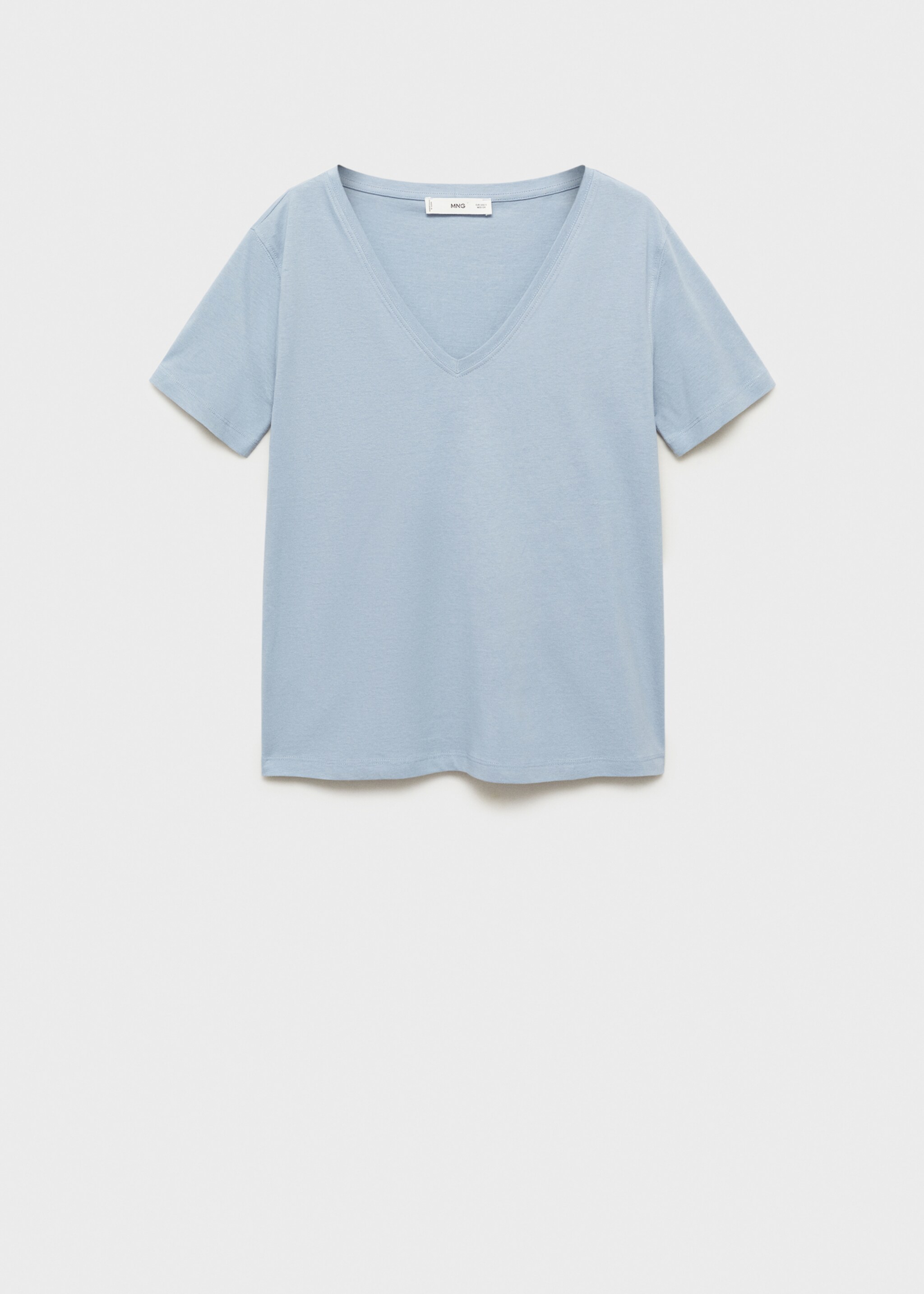 V-neck cotton T-shirt - Article without model, Sky Blue. Ref: 87044074-00.