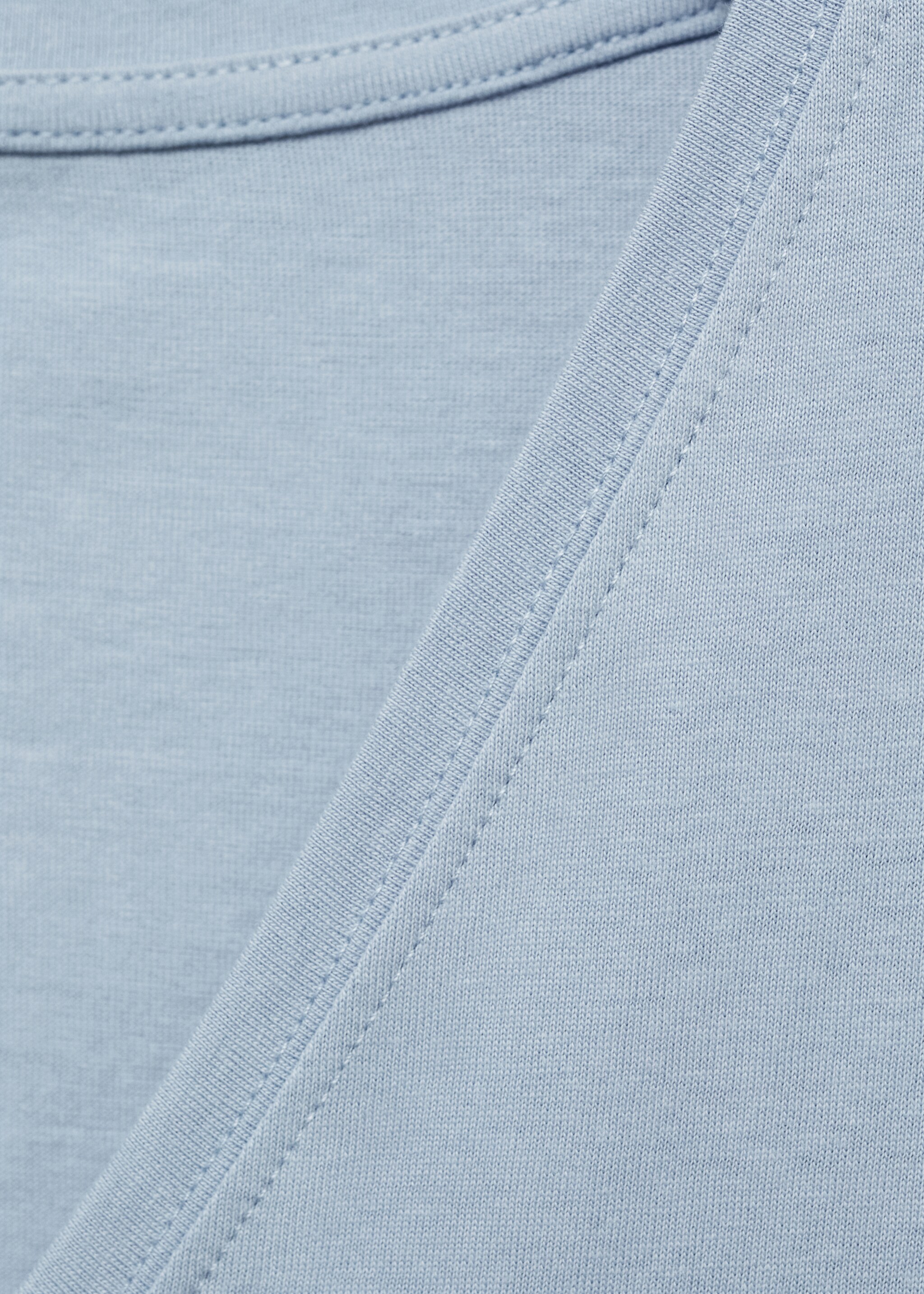 V-neck cotton T-shirt - Details of the article 8, Sky Blue. Ref: 87044074-00.