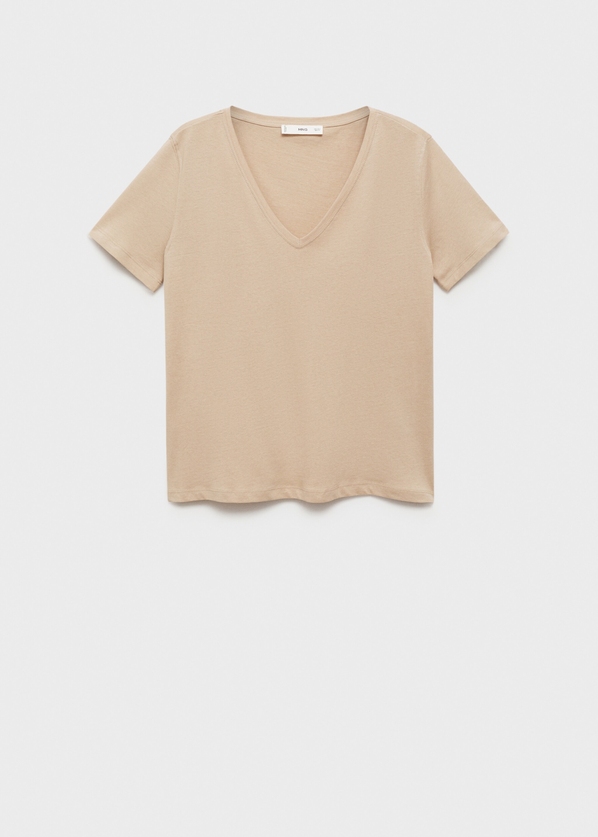 V-neck cotton T-shirt - Article without model, Beige. Ref: 87044075-00.