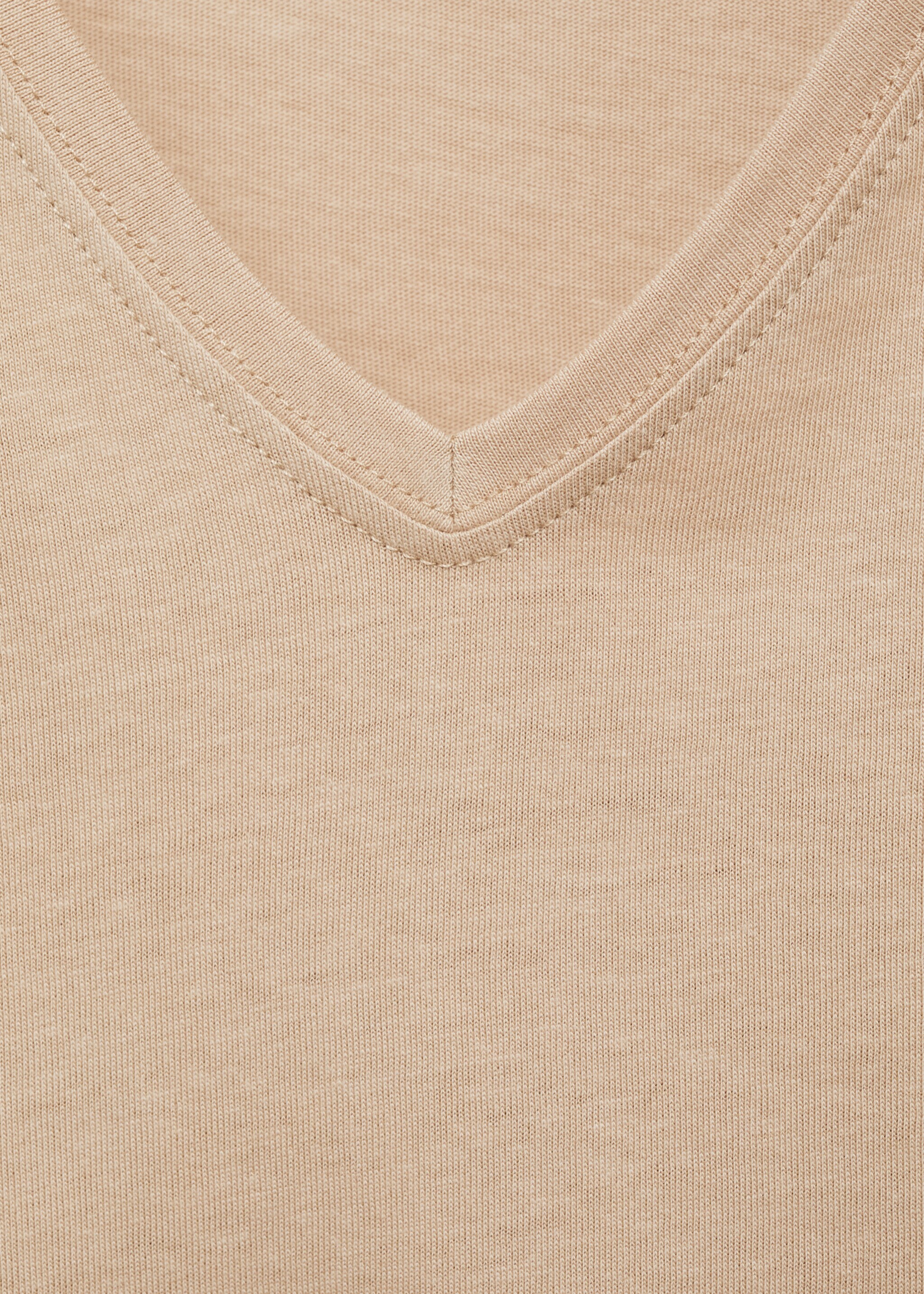 V-neck cotton T-shirt - Details of the article 8, Beige. Ref: 87044075-00.