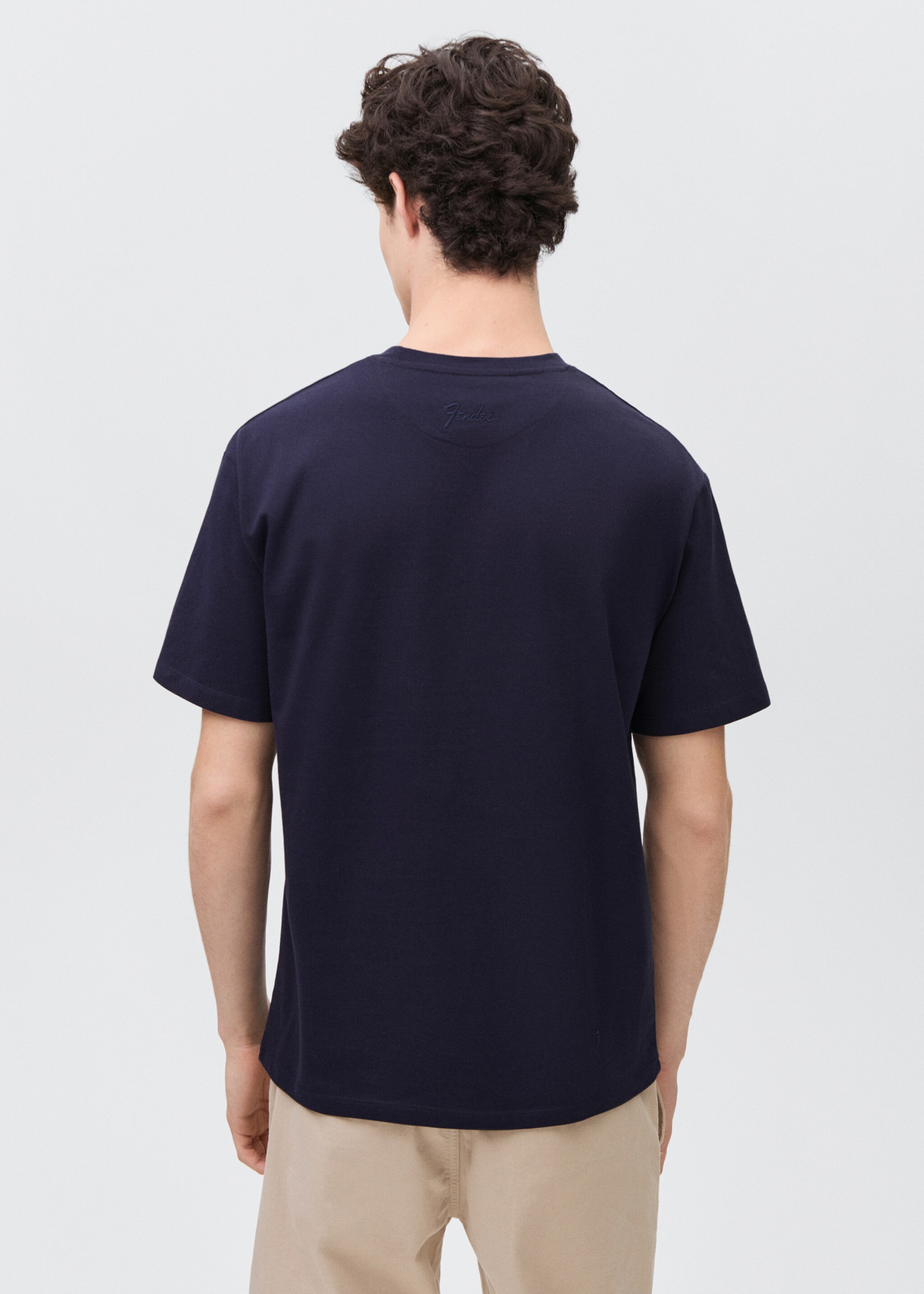 Rövid ujjú, mintás póló - A cikk hátulja, Sötétkék. Ref: 87044077-00.