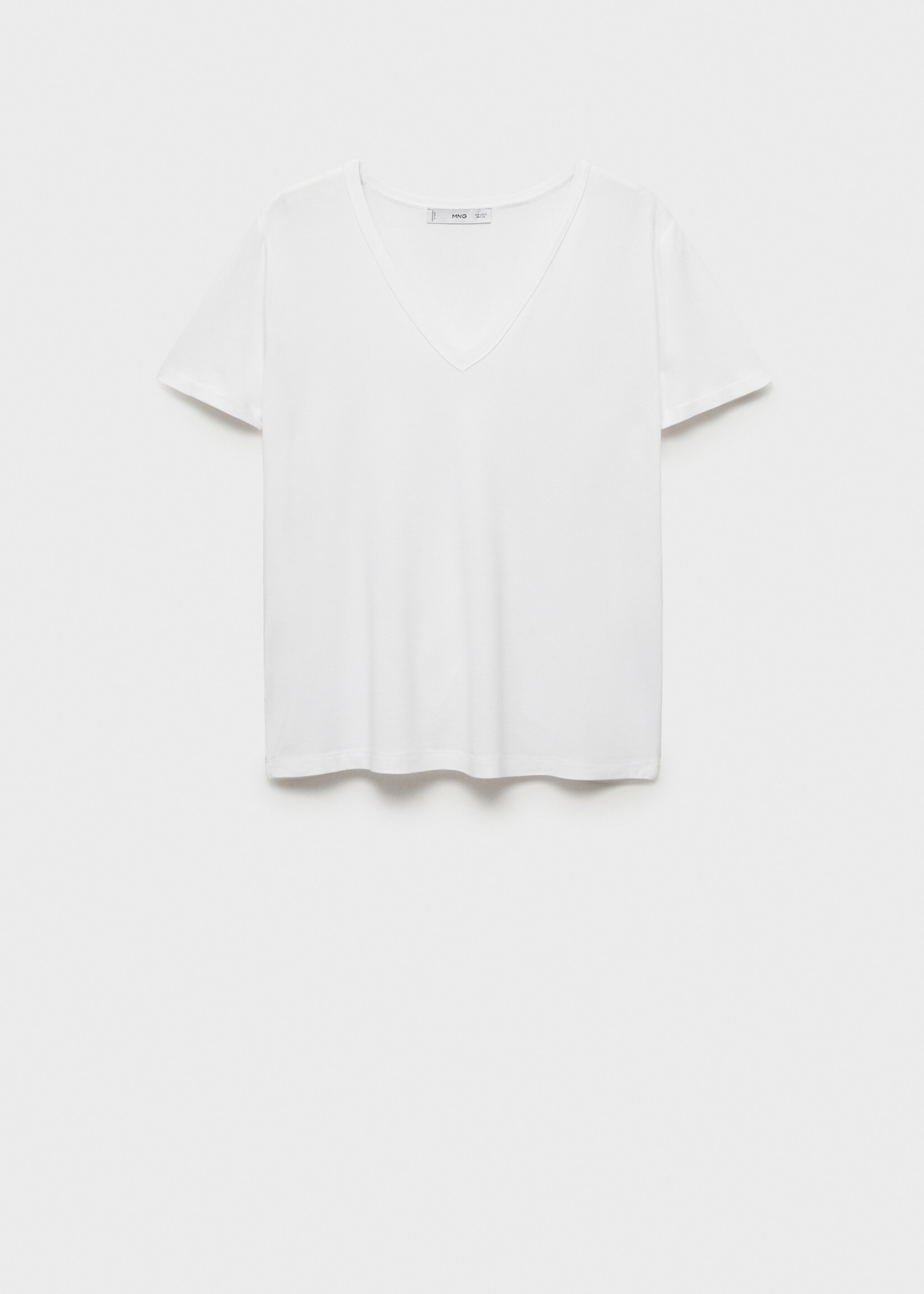 T-Shirt mit V-Ausschnitt - Artikel ohne Model, Weiß. Ref: 87044080-00.