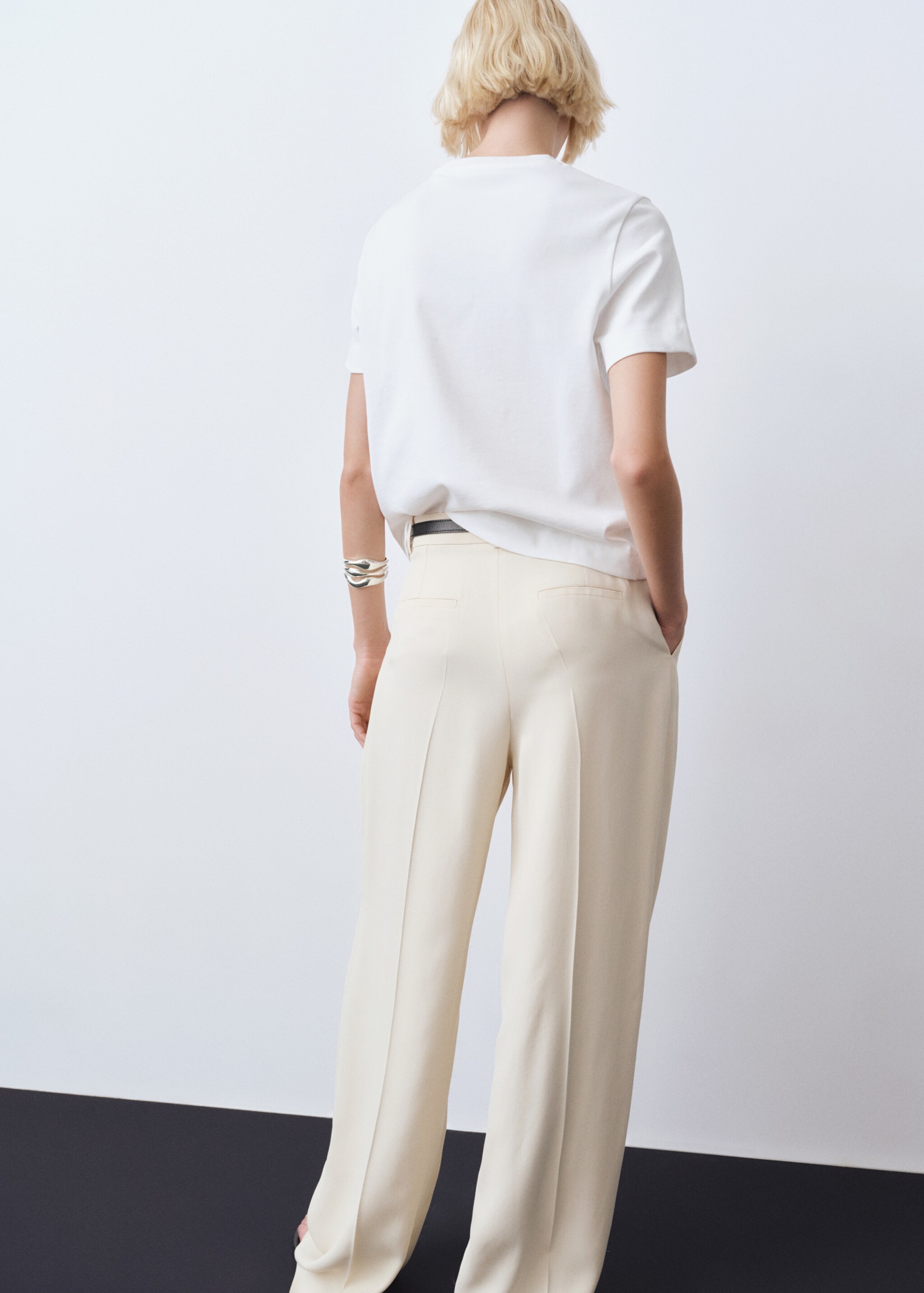 Short-sleeved cotton t-shirt - Reverse of the article, White. Ref: 87044082-00.