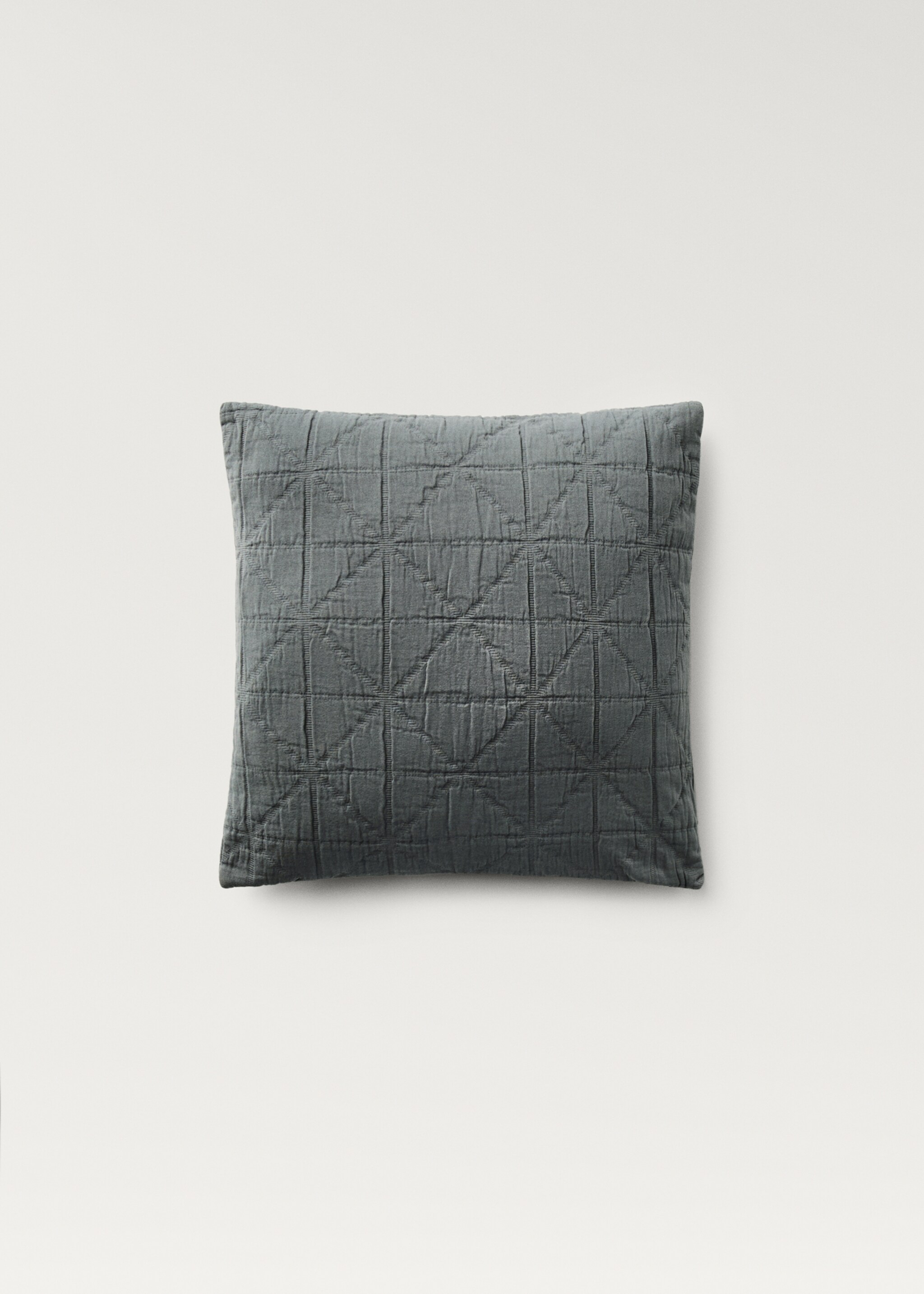 Funda cojín cama infantil algodón garment-dyed jacquard rombos 40x40 cm - Artículo sin modelo, Gris. Ref: 87044083-00.