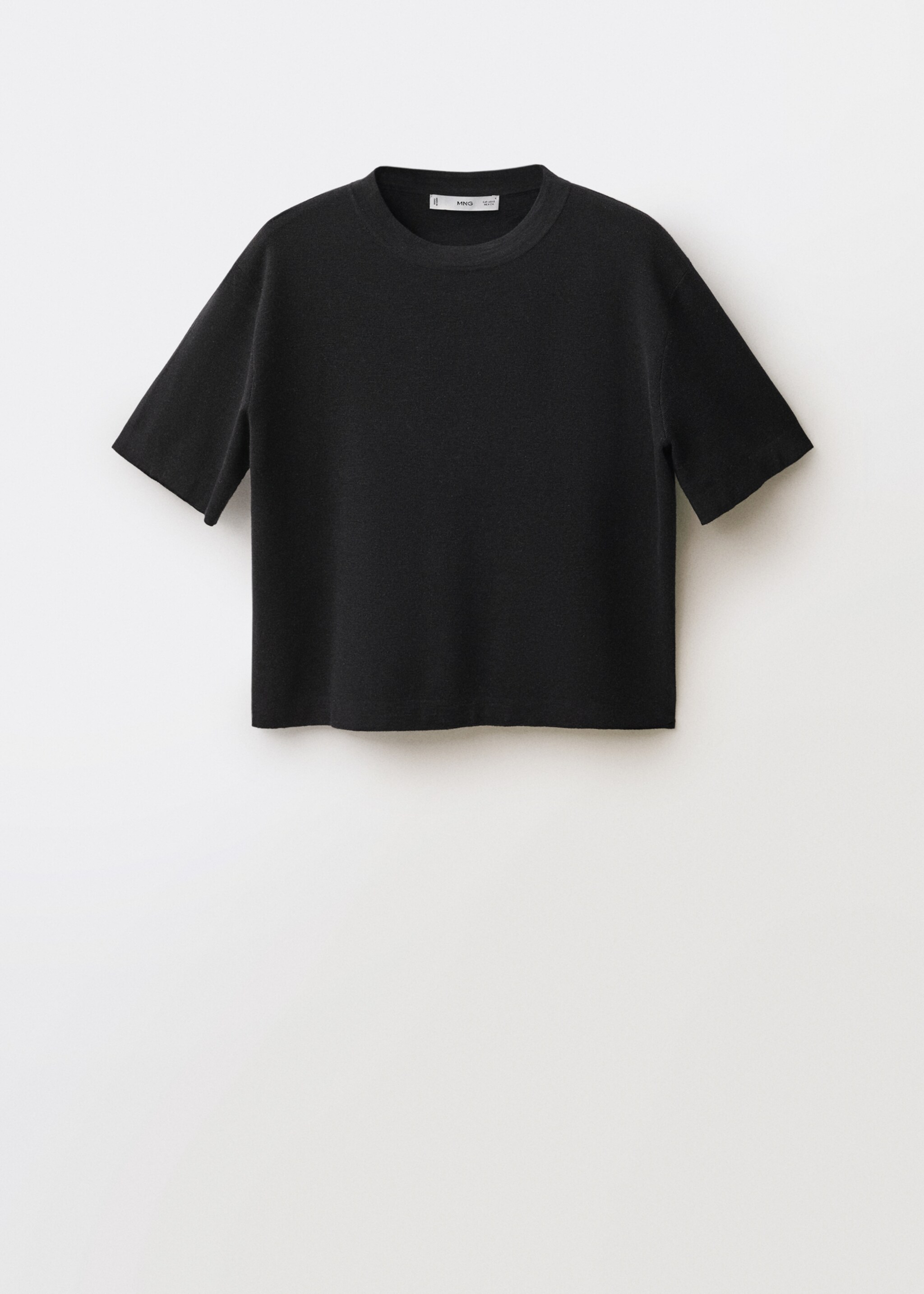 Short-sleeved wool-blend sweater - Article without model, Black. Ref: 87044089-00.