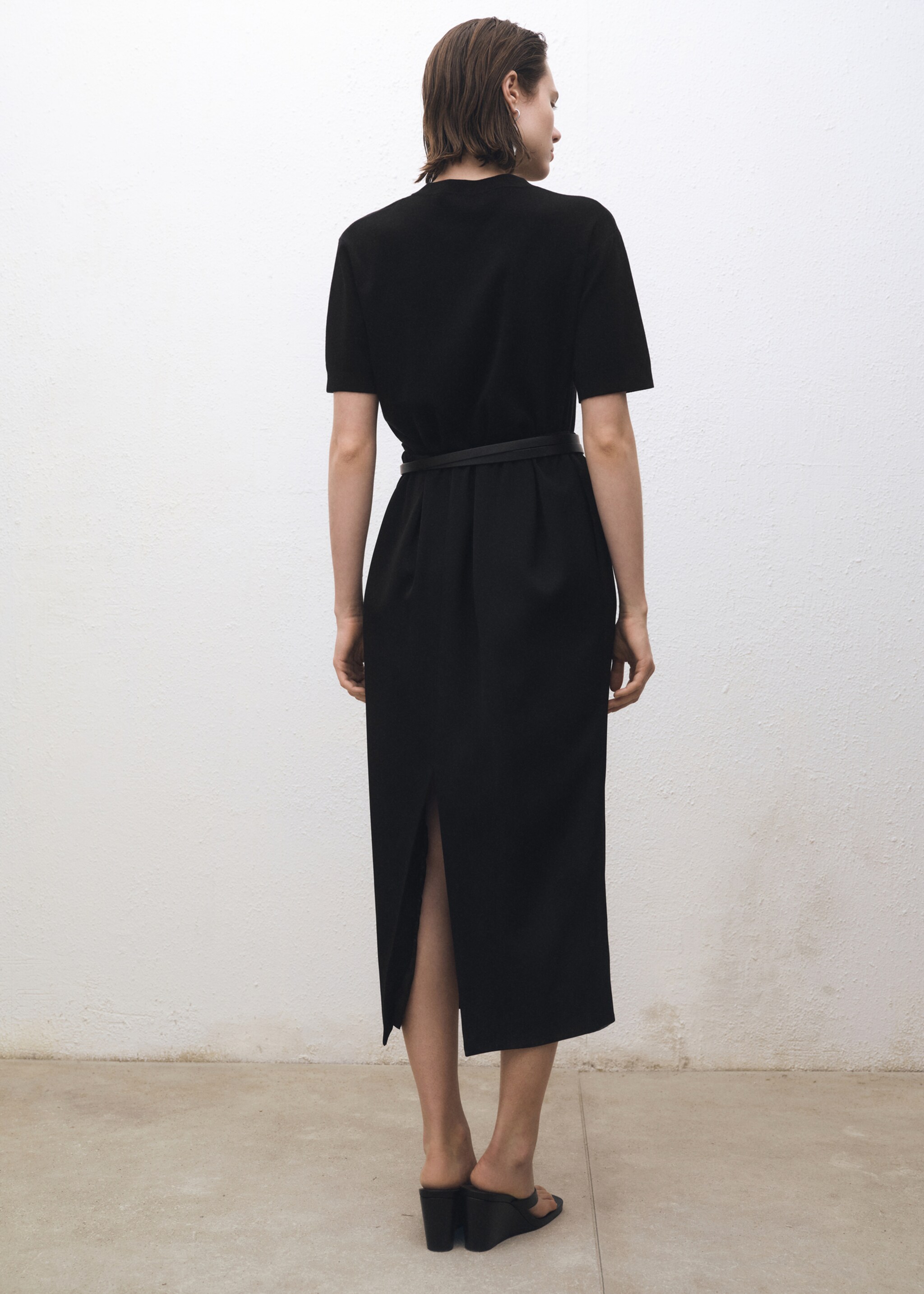 Short-sleeved wool-blend sweater - Reverse of the article, Black. Ref: 87044089-00.