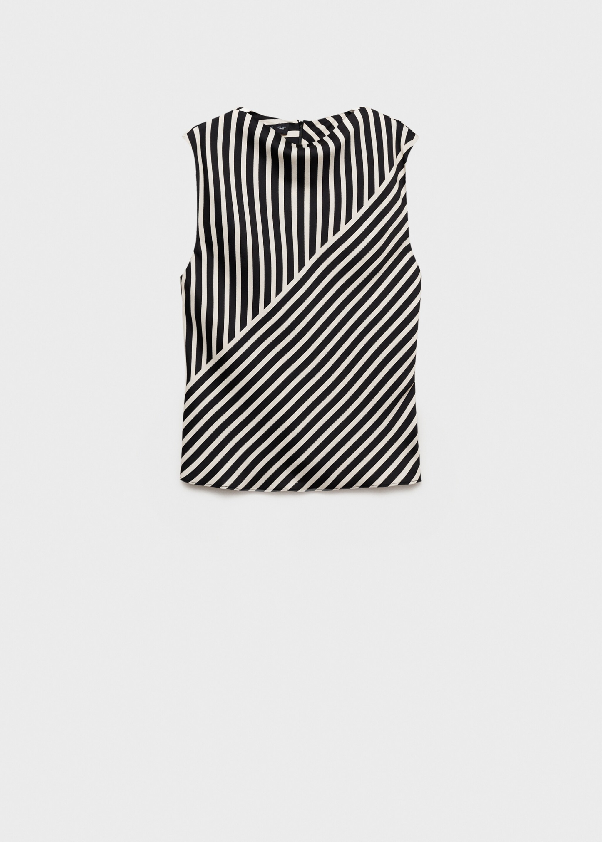 Striped perkins-neck blouse - Article without model, Black. Ref: 87044091-00.