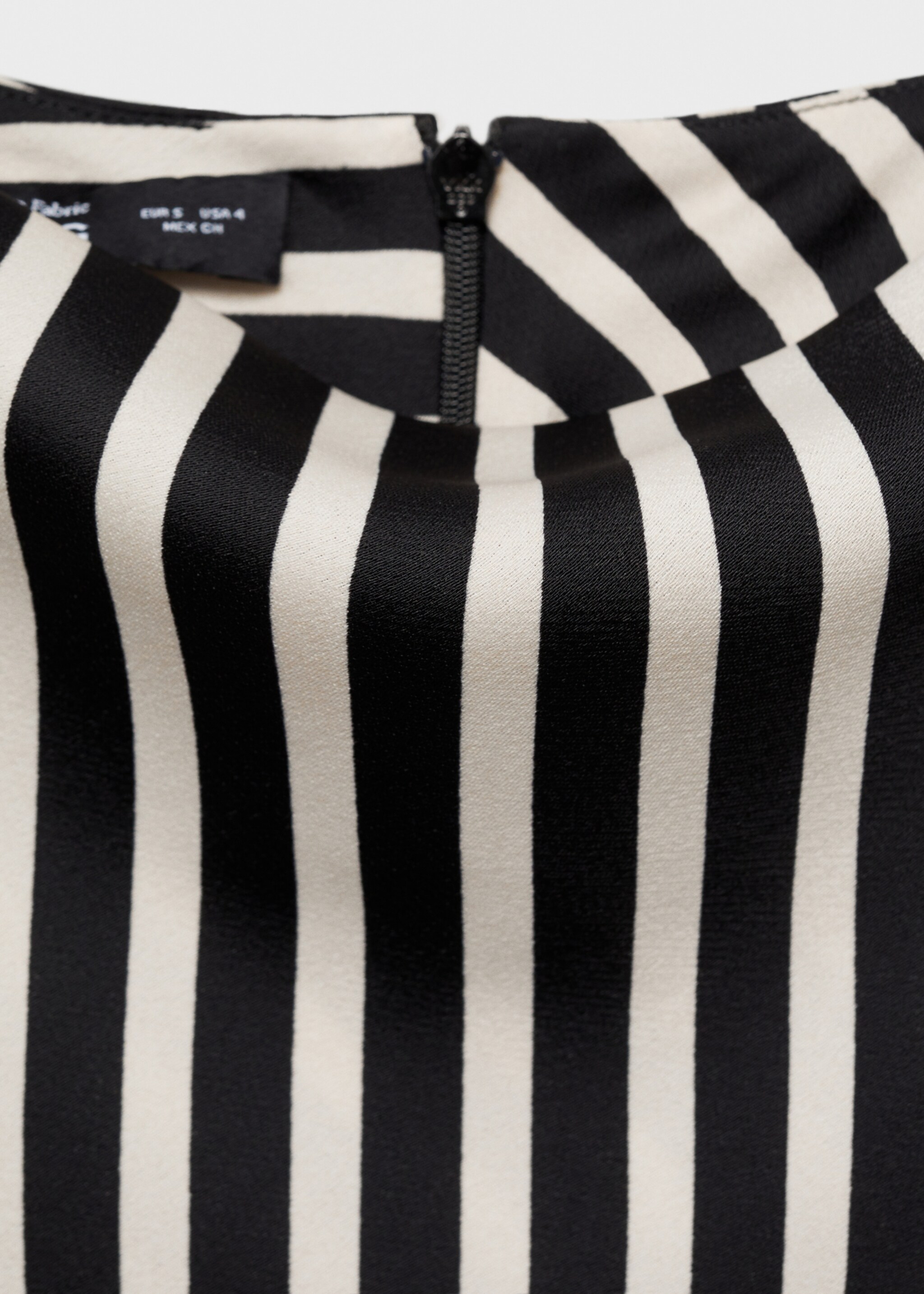 Striped perkins-neck blouse - Details of the article 8, Black. Ref: 87044091-00.