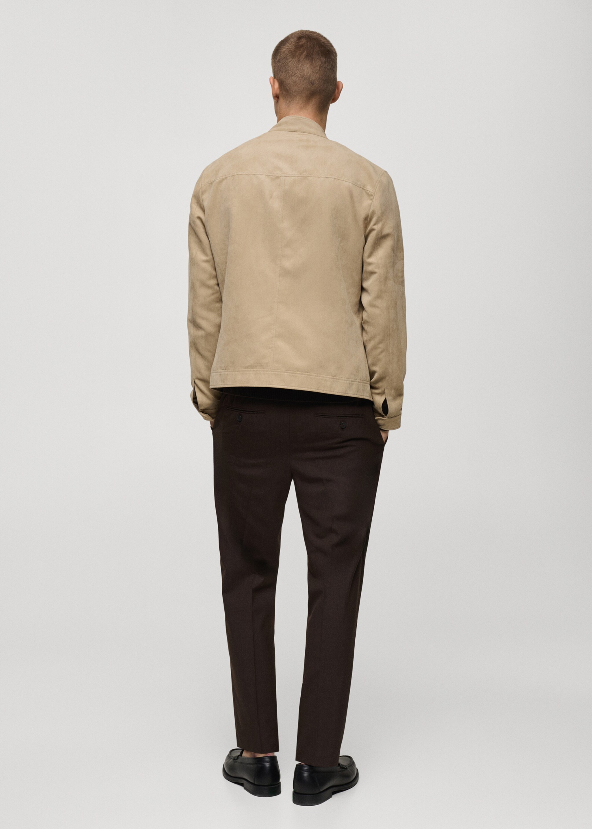 Bikerjacke mit Wildleder-Effekt - Rückseite des Artikels, Beige. Ref: 87044387-00.