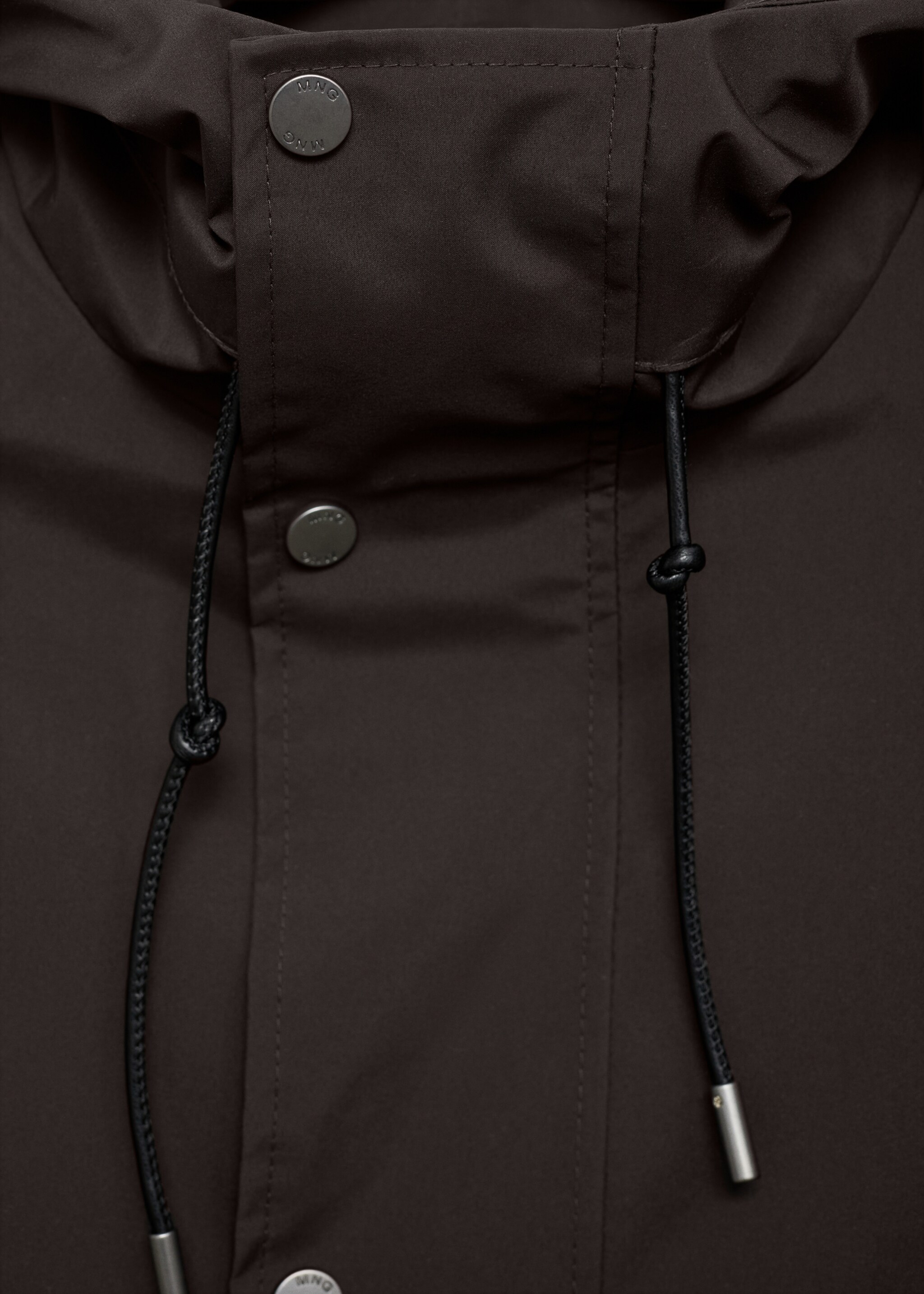 Water-repellent hooded parka - Details of the article 0, Chocolate. Ref: 87044390-00.