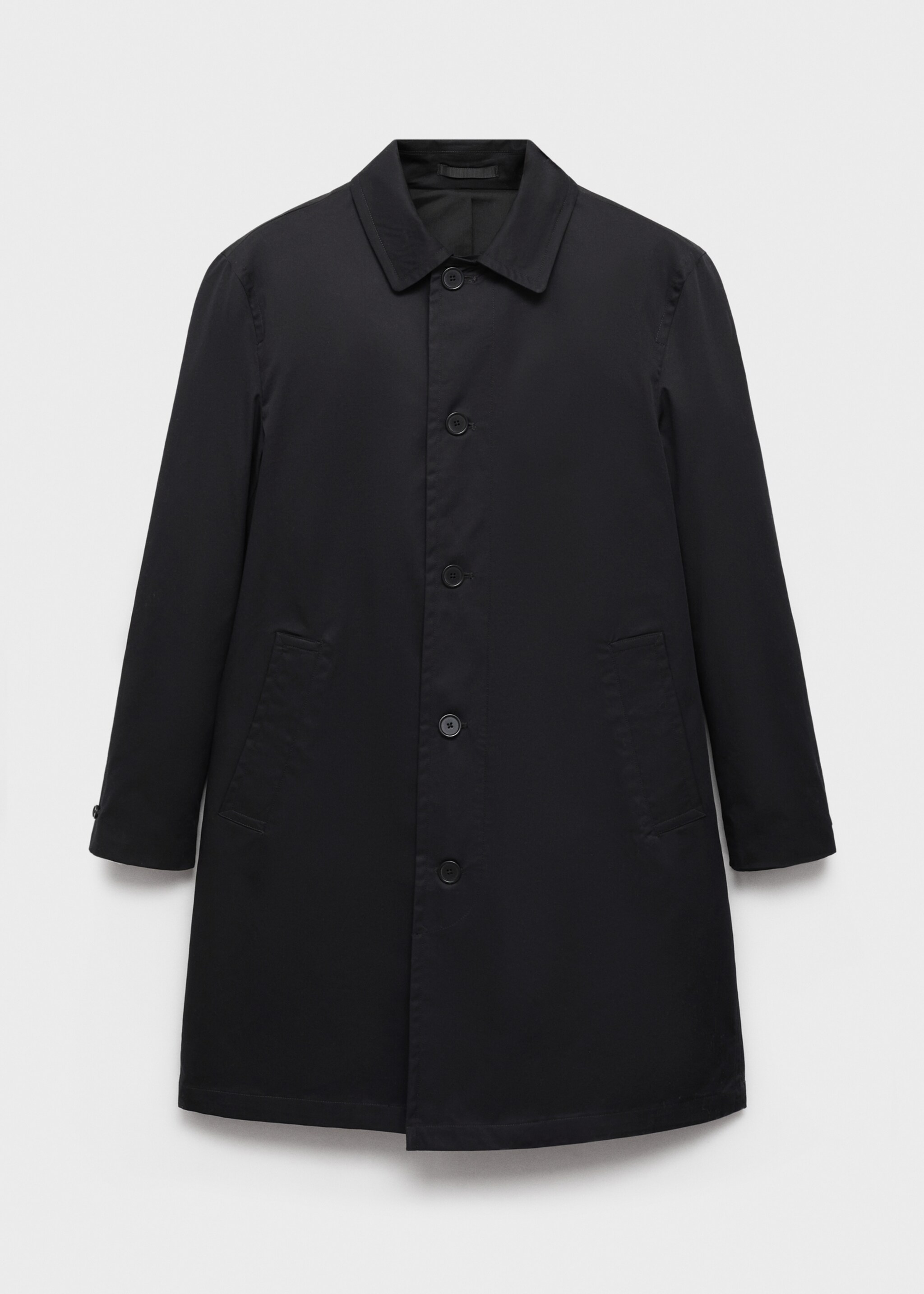 Wasserabweisender Trenchcoat aus Baumwolle - Artikel ohne Model, Schwarz. Ref: 87044391-00.