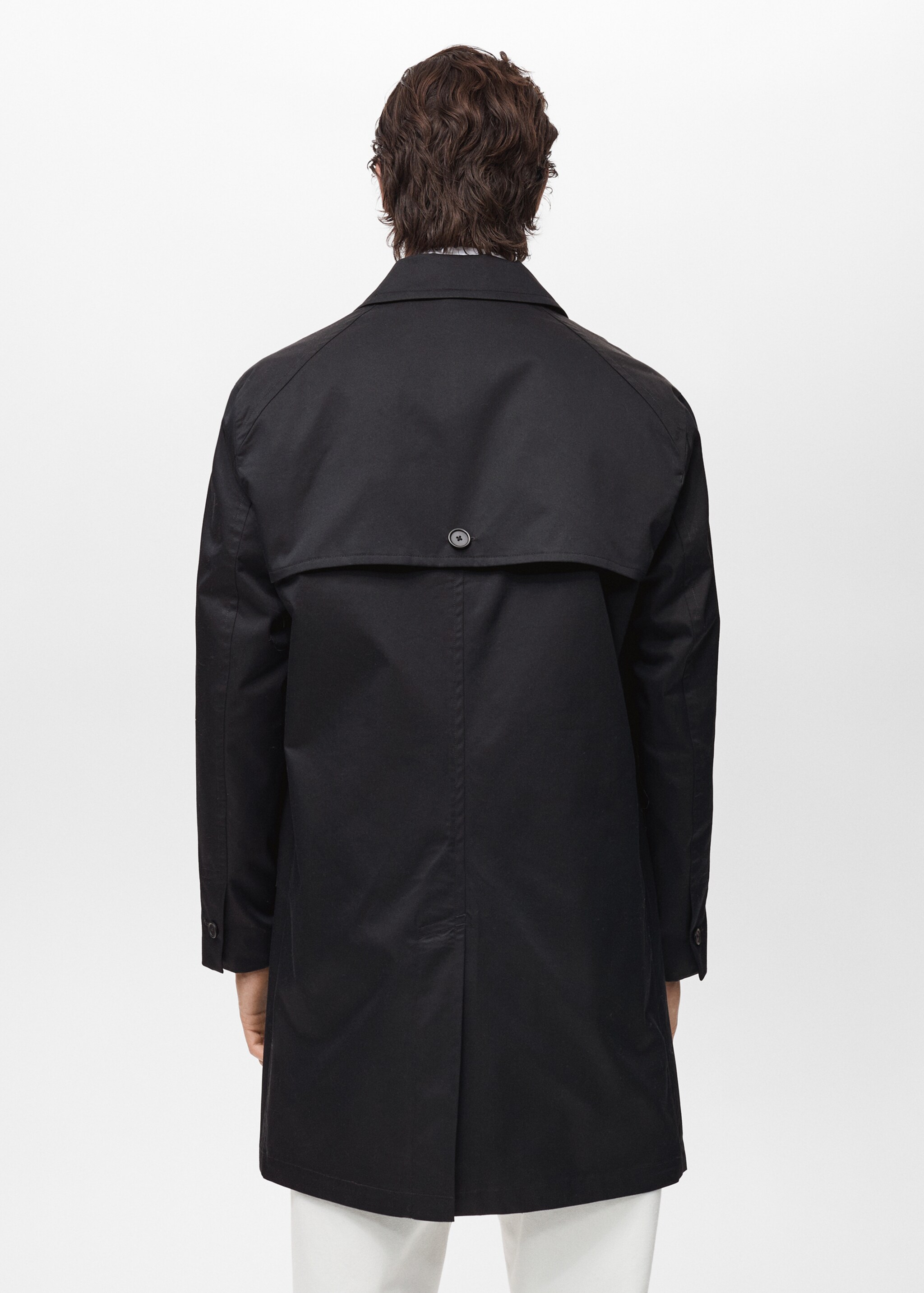 Wasserabweisender Trenchcoat aus Baumwolle - Rückseite des Artikels, Schwarz. Ref: 87044391-00.