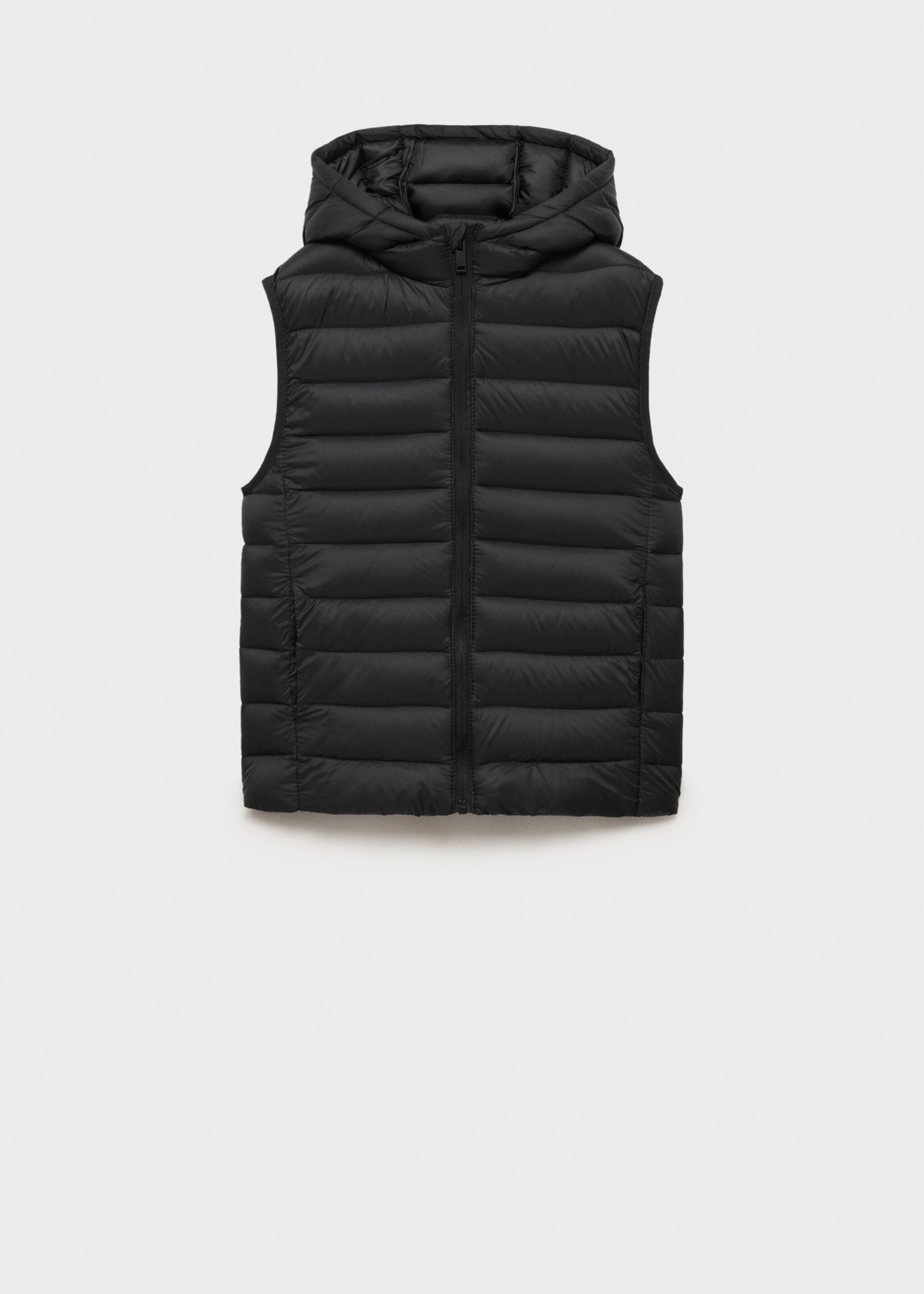 Quilted gilet with hood - Article without model, Black. Ref: 87044405-00.
