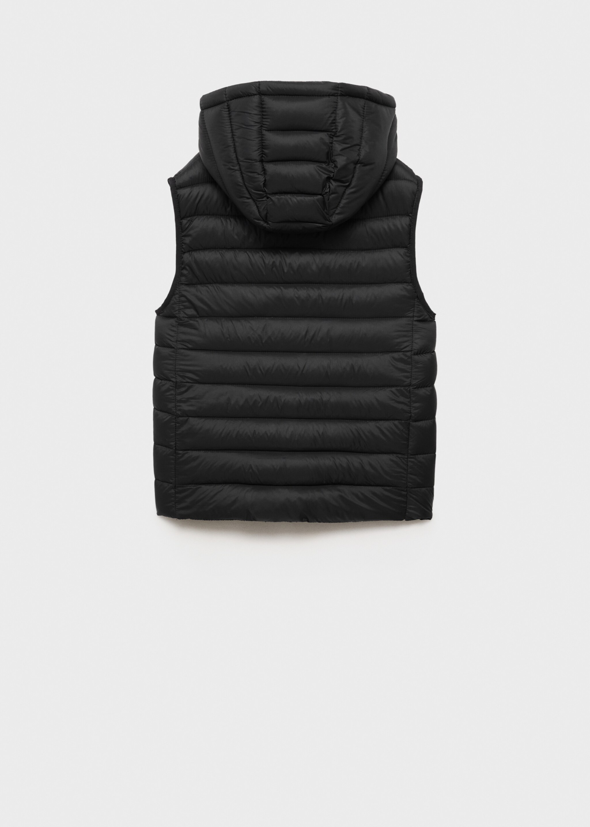 Quilted gilet with hood - Reverse of the article, Black. Ref: 87044405-00.
