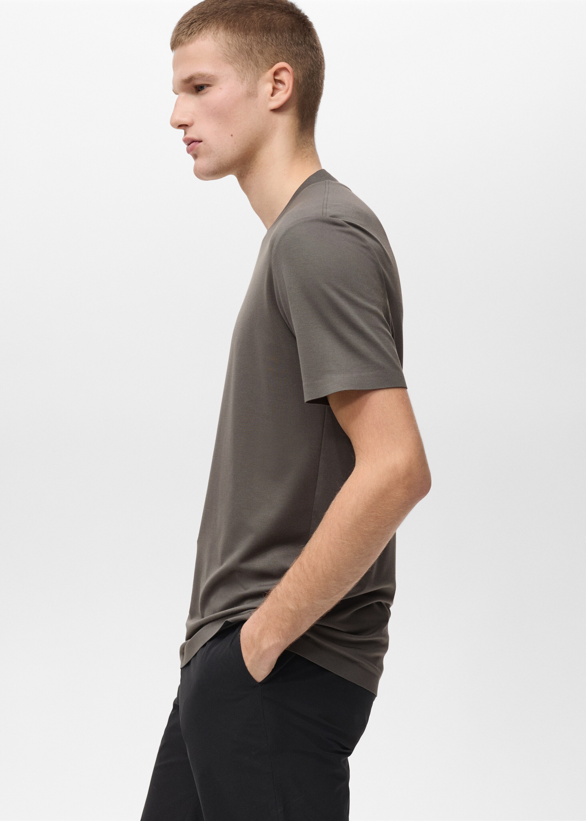 COOLMAX® slim fit T-shirt - Details of the article 2, Medium Green. Ref: 87044406-00.