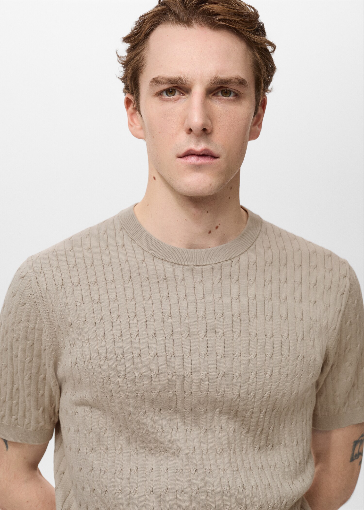 Braided fine-knit t-shirt - Details of the article 1