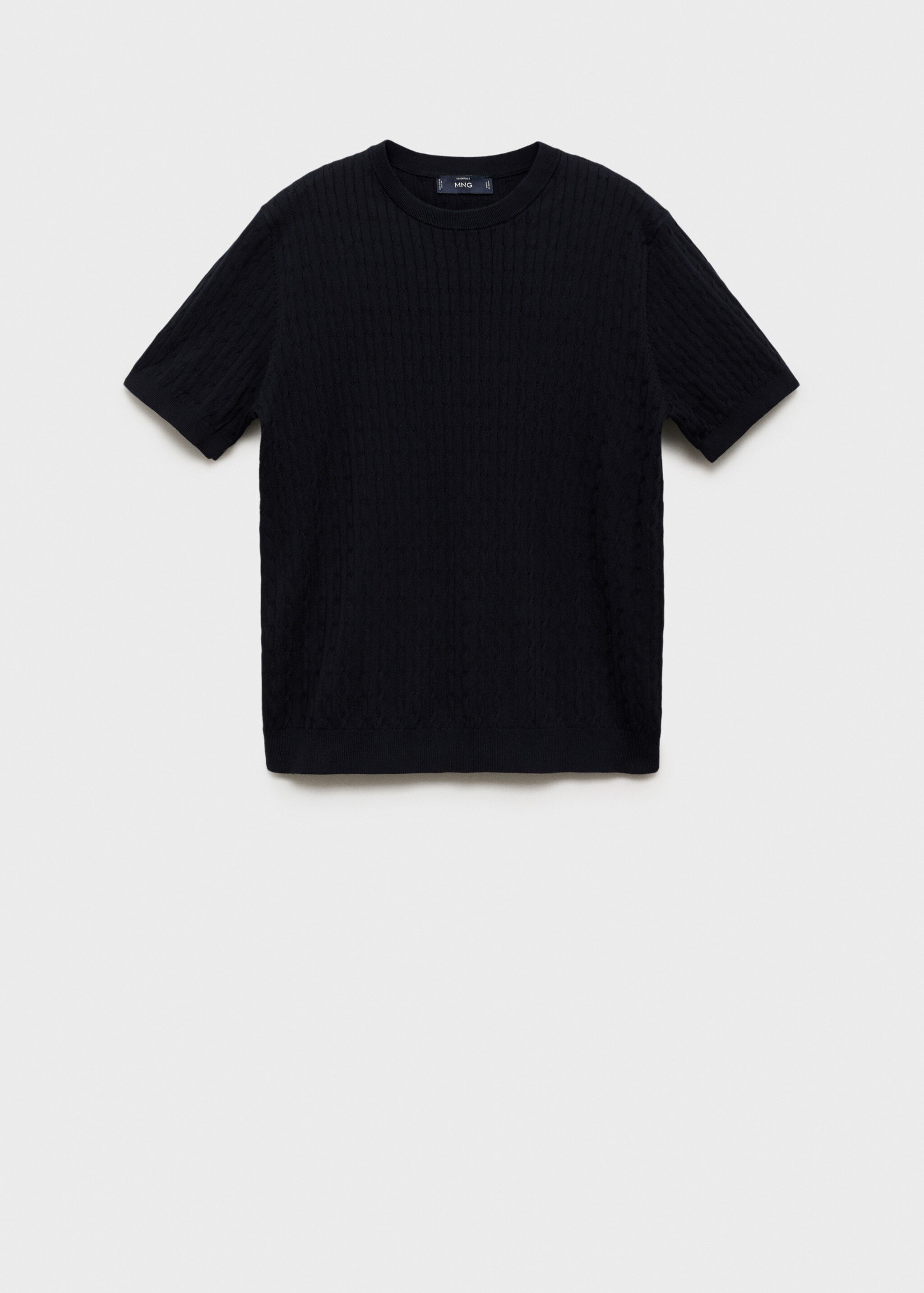 Braided fine-knit t-shirt - Article without model, Night Blue. Ref: 87044411-00.