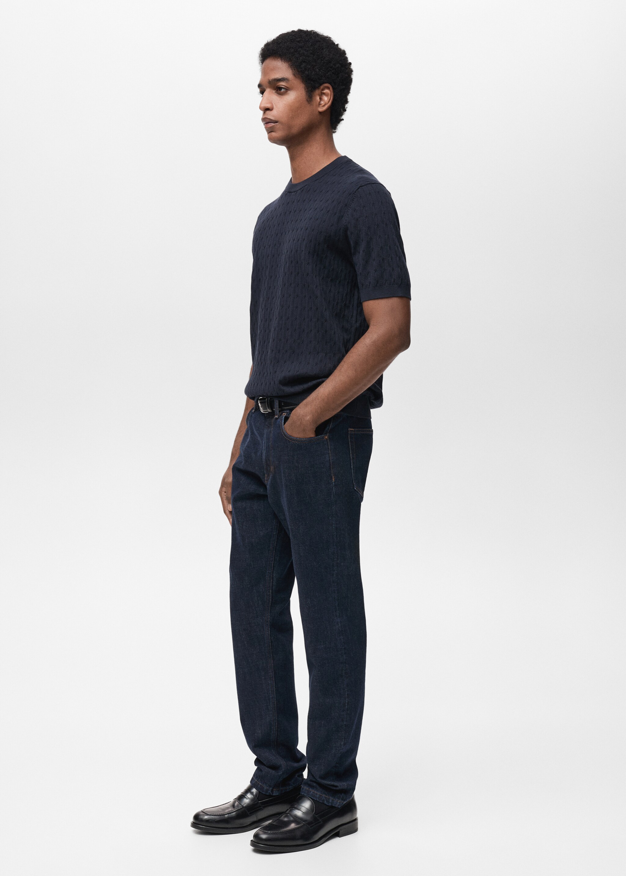 Braided fine-knit t-shirt - Details of the article 2, Night Blue. Ref: 87044411-00.