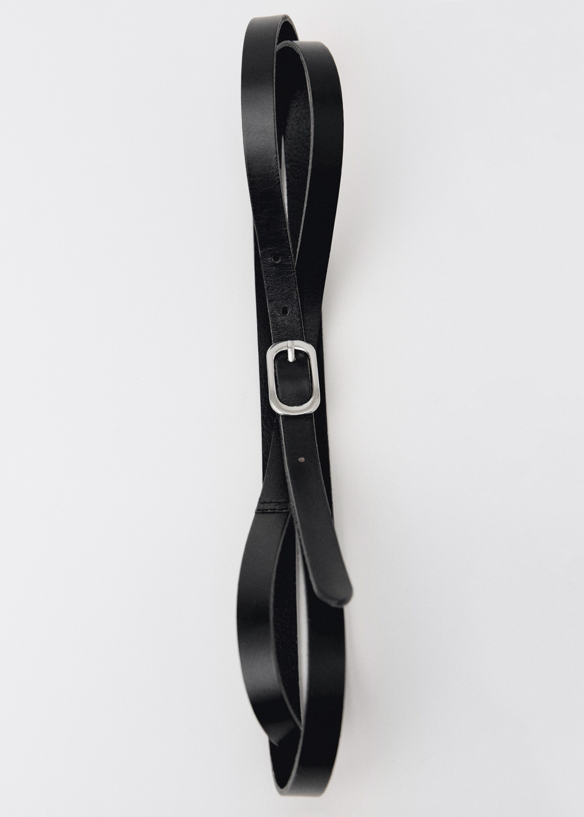 Cinto de pele com fivela oval - Pormenor do artigo 1, Preto. Ref: 87044418-00.