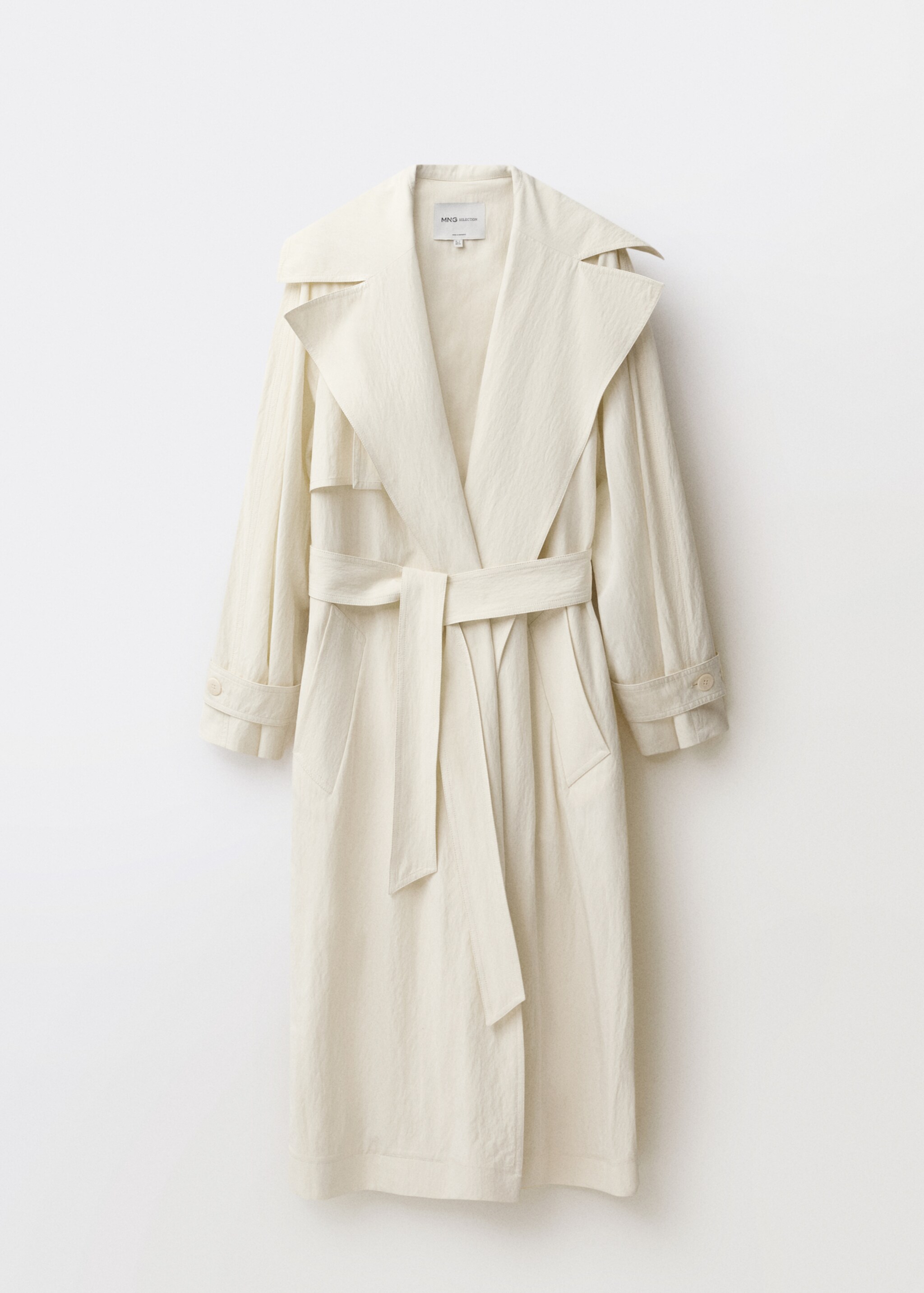 Oversized trench coat with lapels - Article without model, Ecru. Ref: 87044425-00.