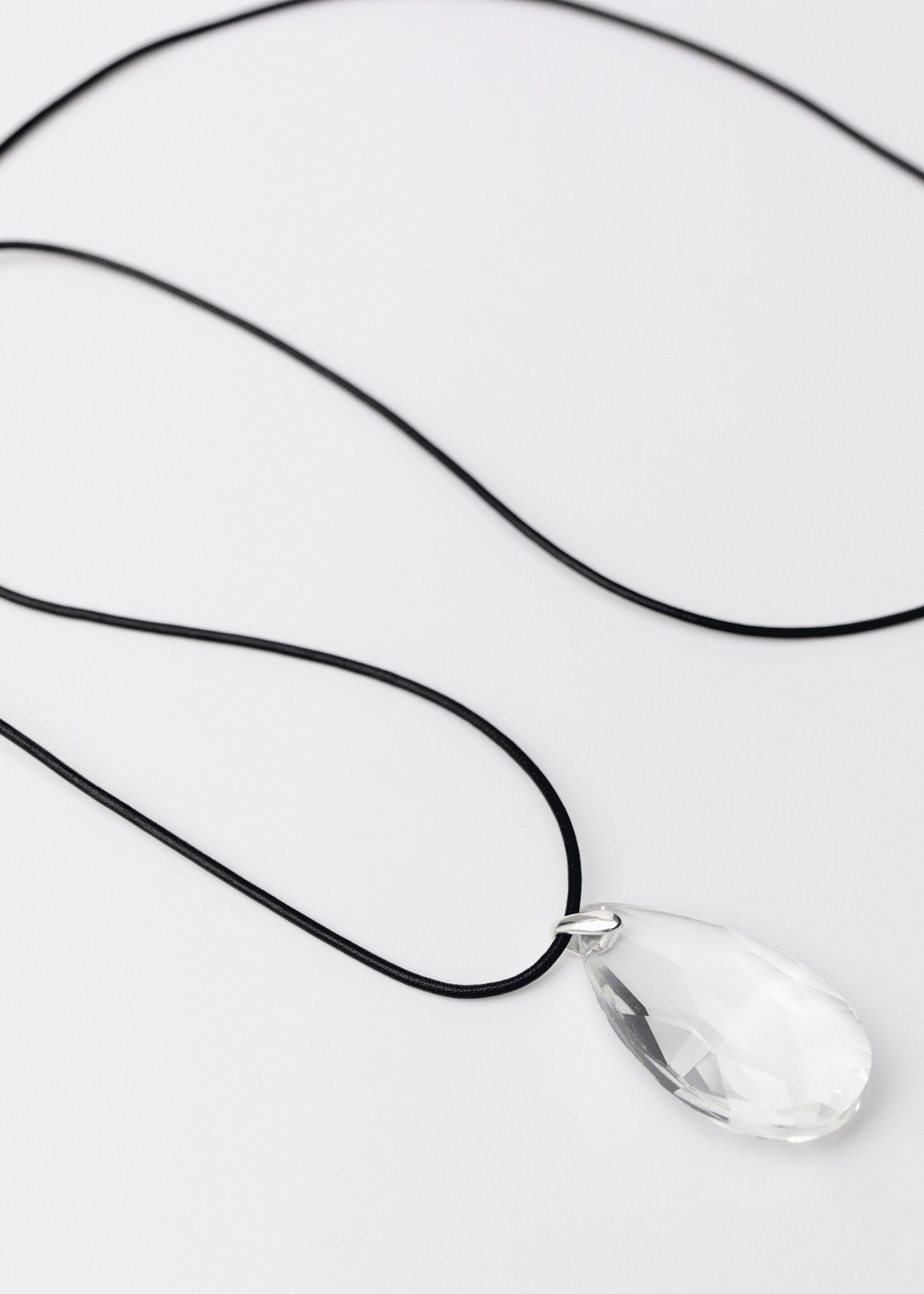 Crystal pendant leather necklace - Medium plane, White. Ref: 87044426-00.