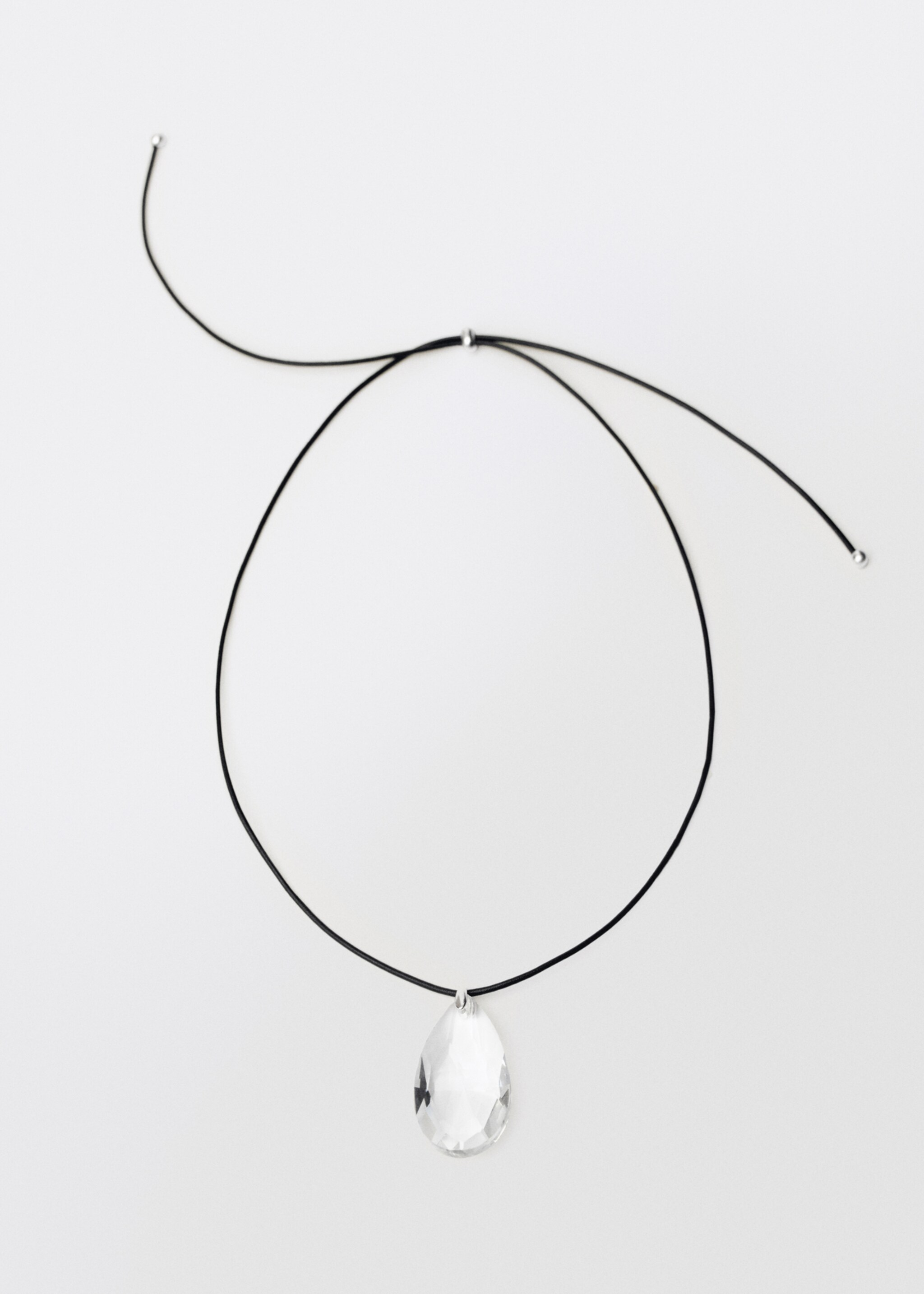 Crystal pendant leather necklace - Article without model, White. Ref: 87044426-00.