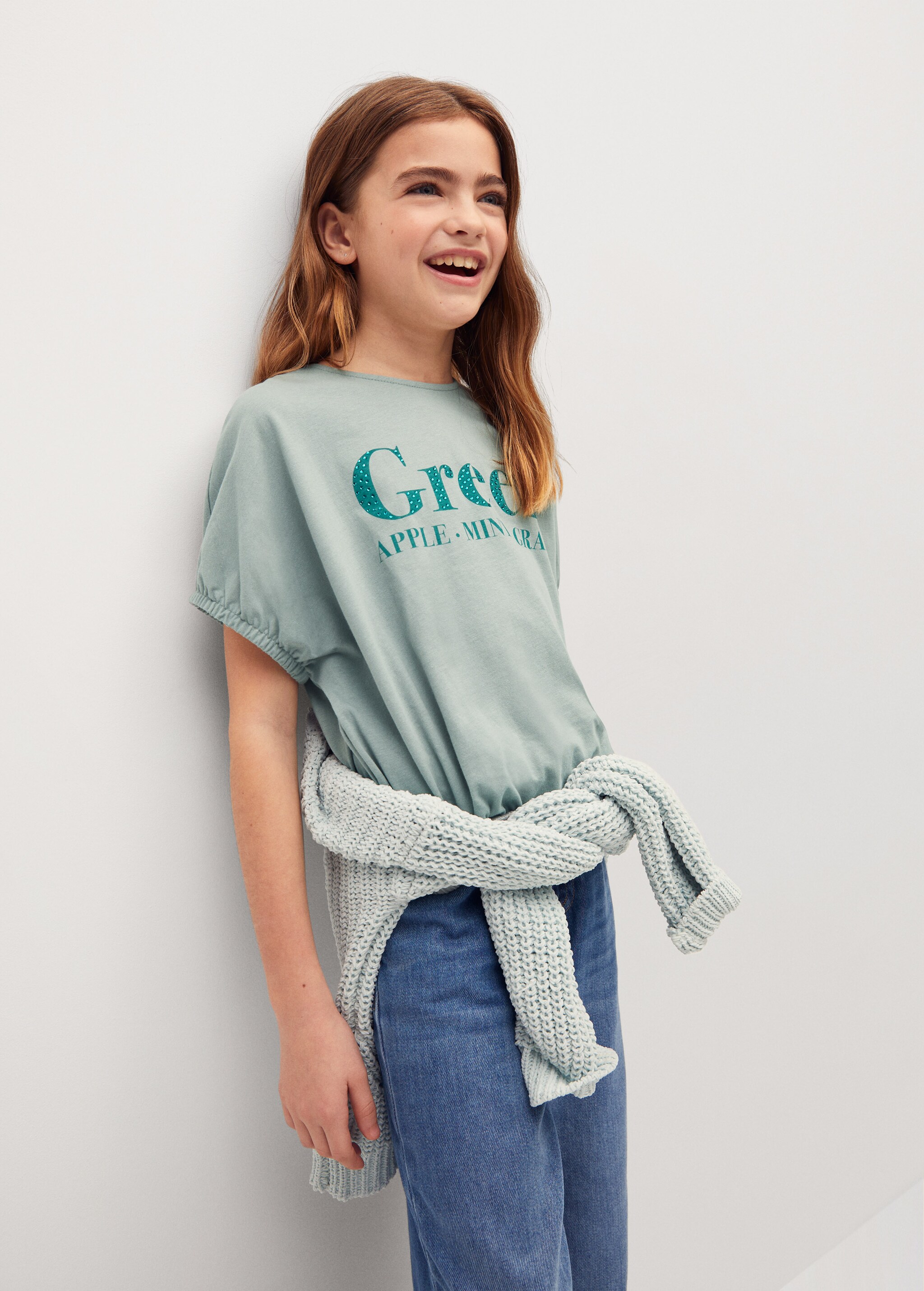 Camiseta crop estampado - Plano medio