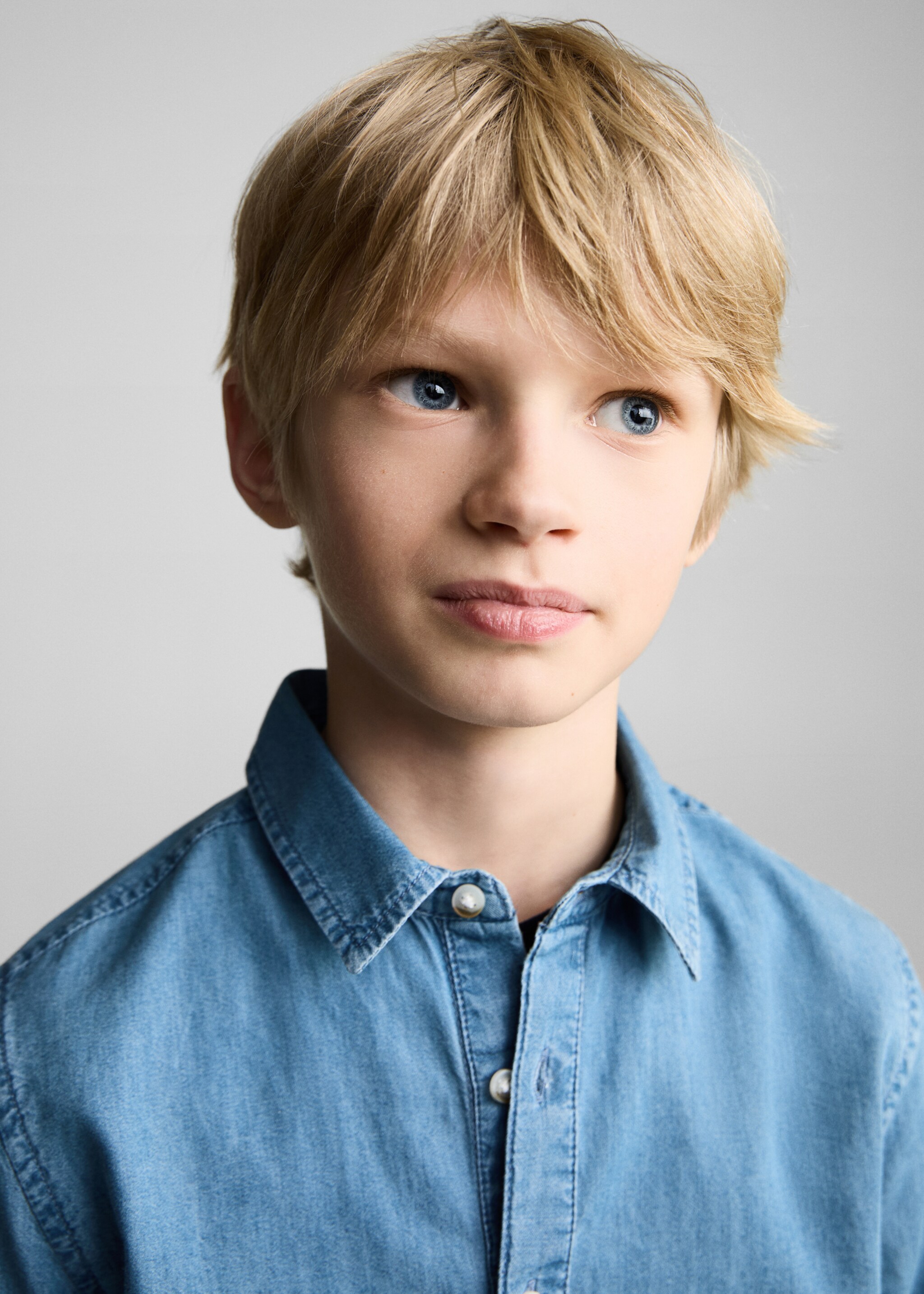 Camisa texana coll polo - Detall de l'article 1, Blau mitjà. Ref: 87044783-00.