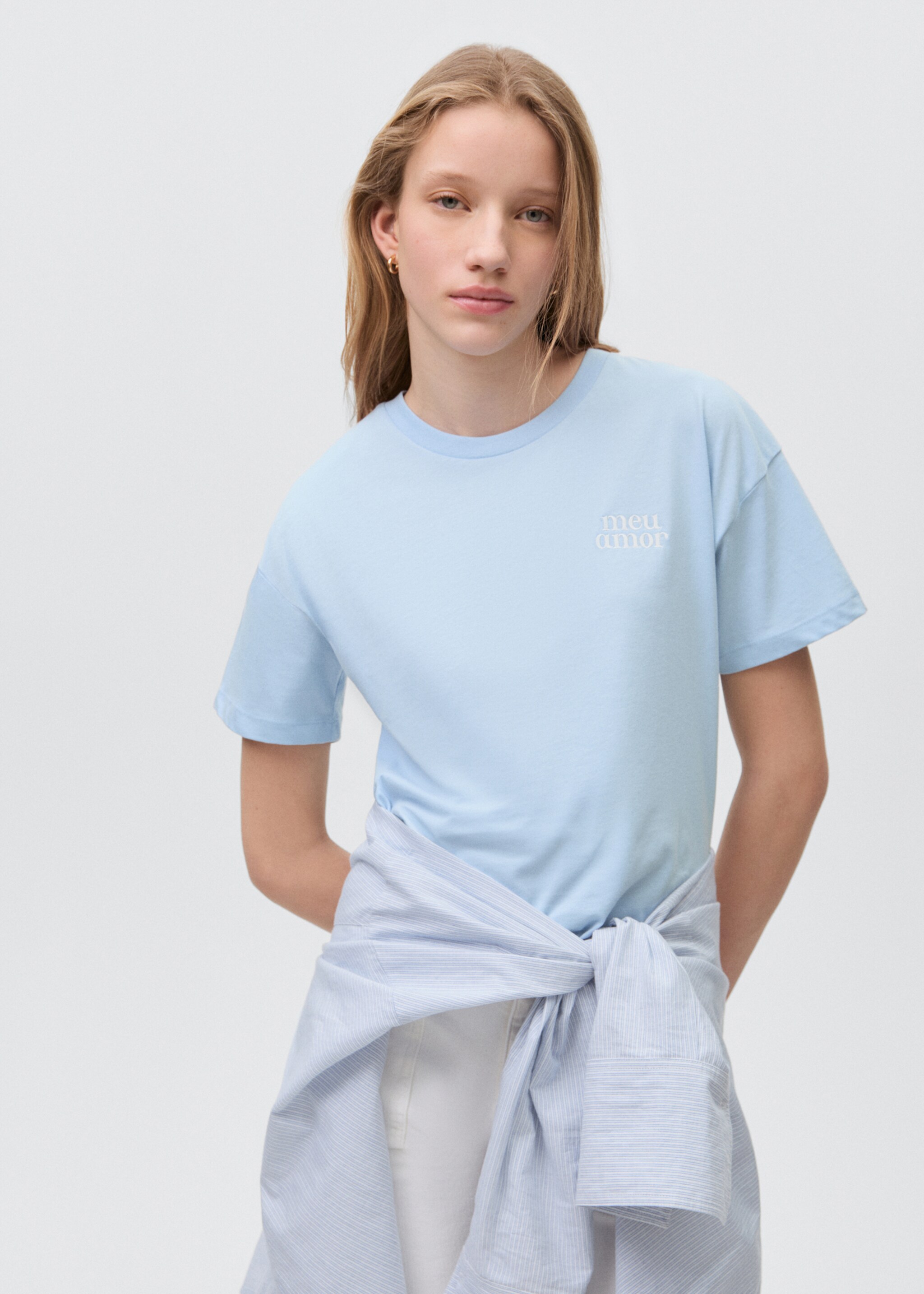 T-shirt coton message - Plan moyen, Bleu. Ref: 87044785-00.