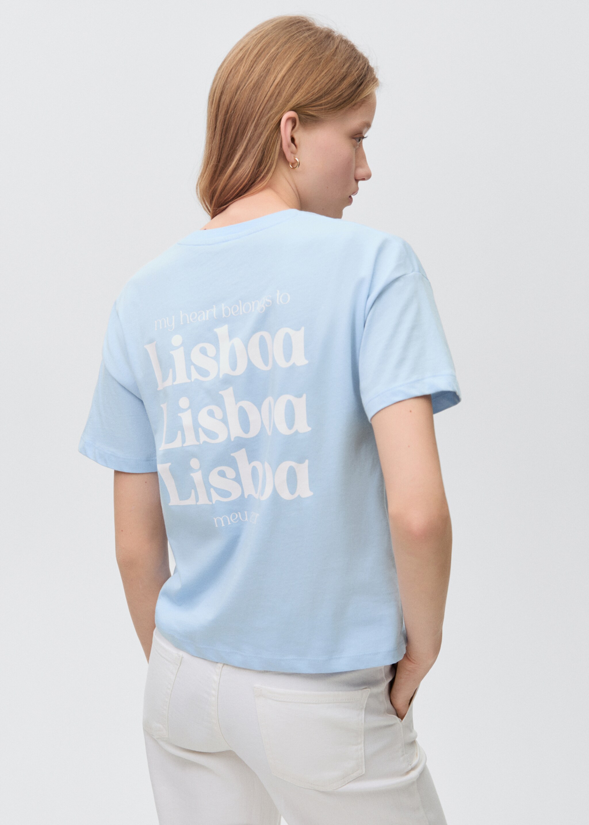 T-shirt coton message - Verso de l’article, Bleu. Ref: 87044785-00.
