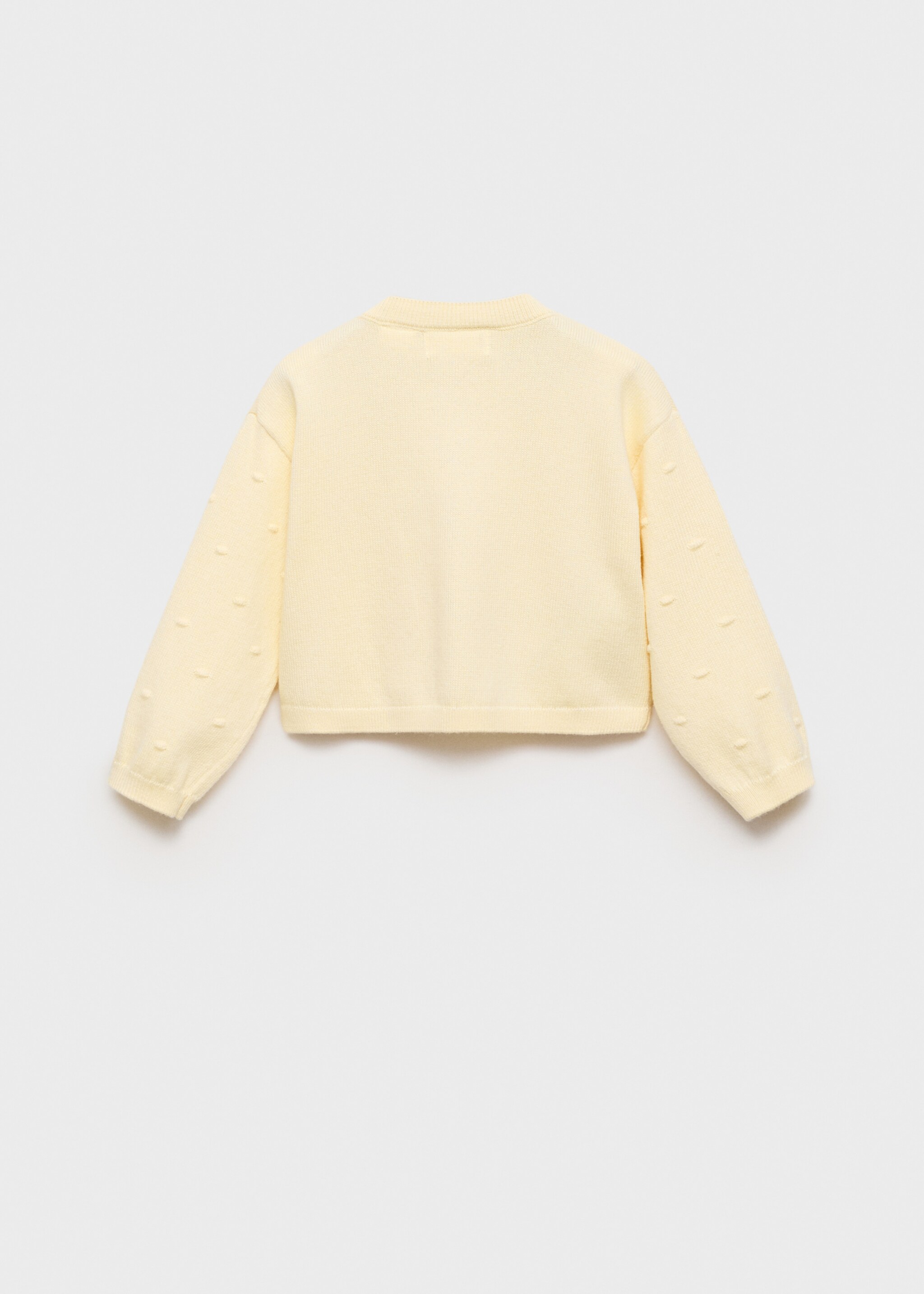 Πλεκτή ζακέτα κάρντιγκαν με κέντημα - Πίσω όψη προϊόντος, Κίτρινο Παστέλ. Ref: 87044793-00.