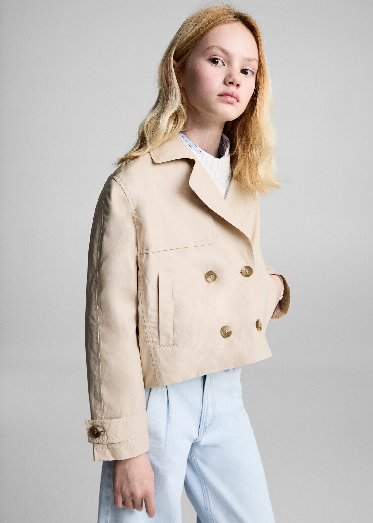 Double-breasted cropped jacket - Medium plane