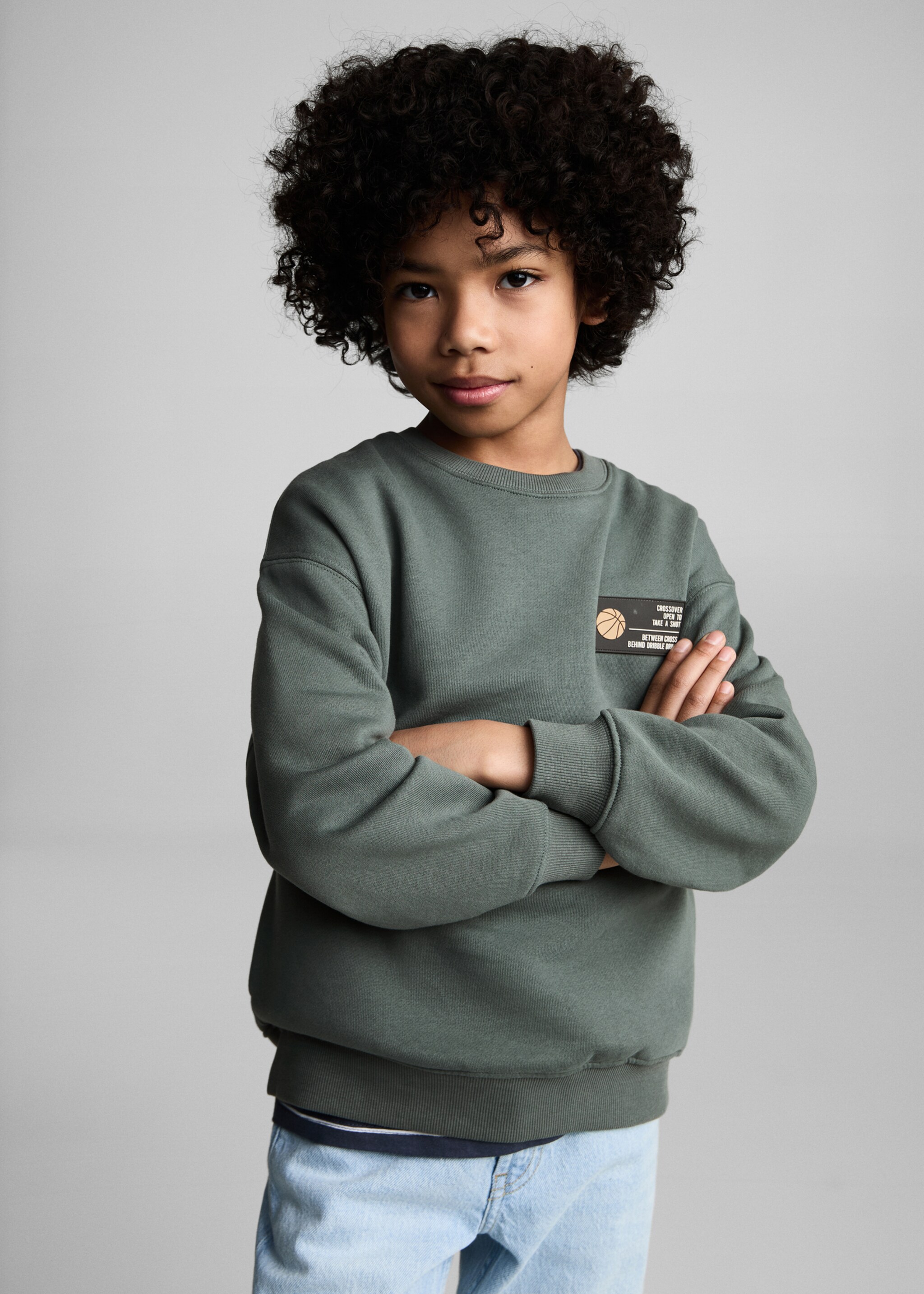 Cartoon cotton sweatshirt - Medium plane, Forest Green. Ref: 87045137-00.