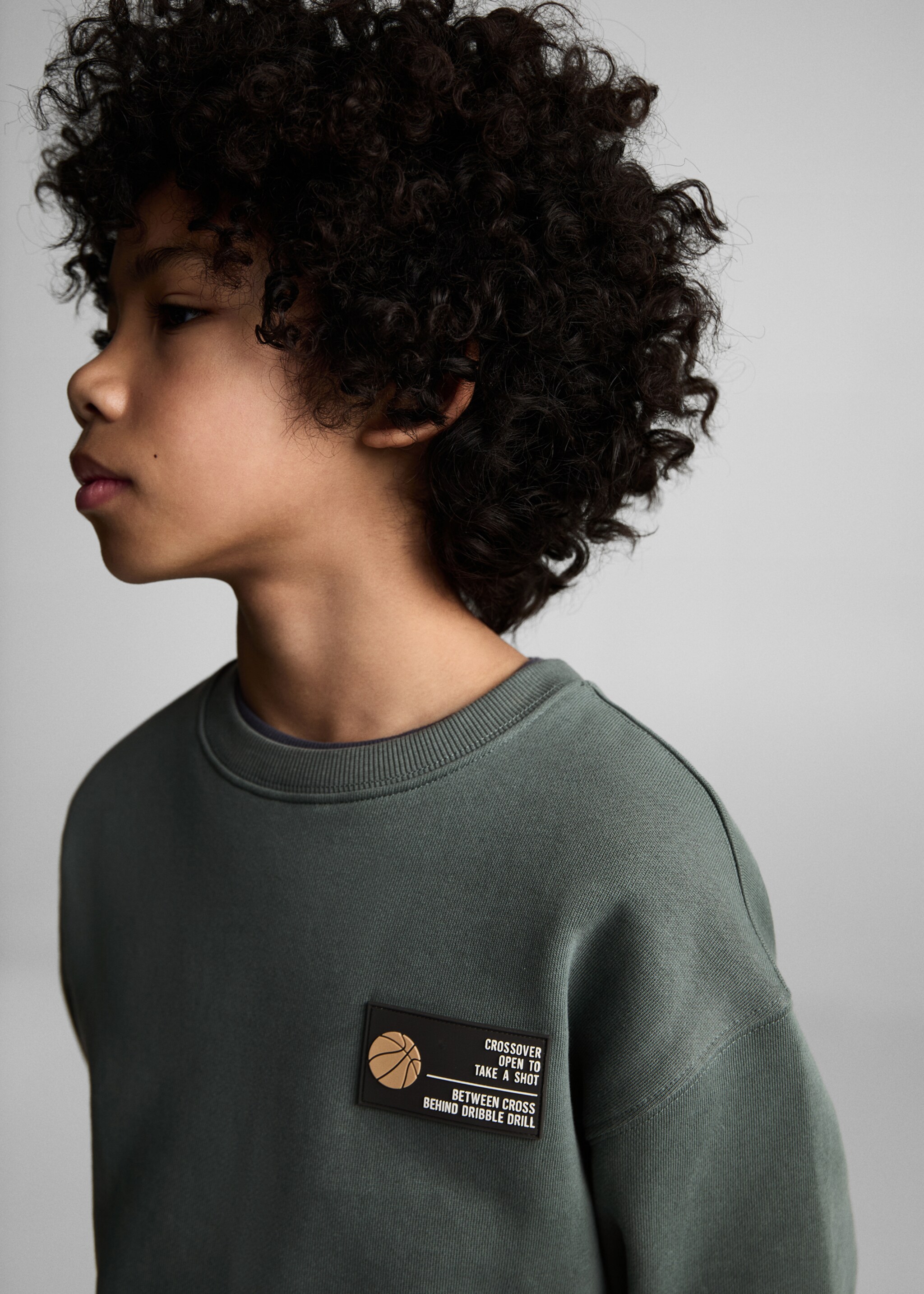 Cartoon cotton sweatshirt - Details of the article 1, Forest Green. Ref: 87045137-00.