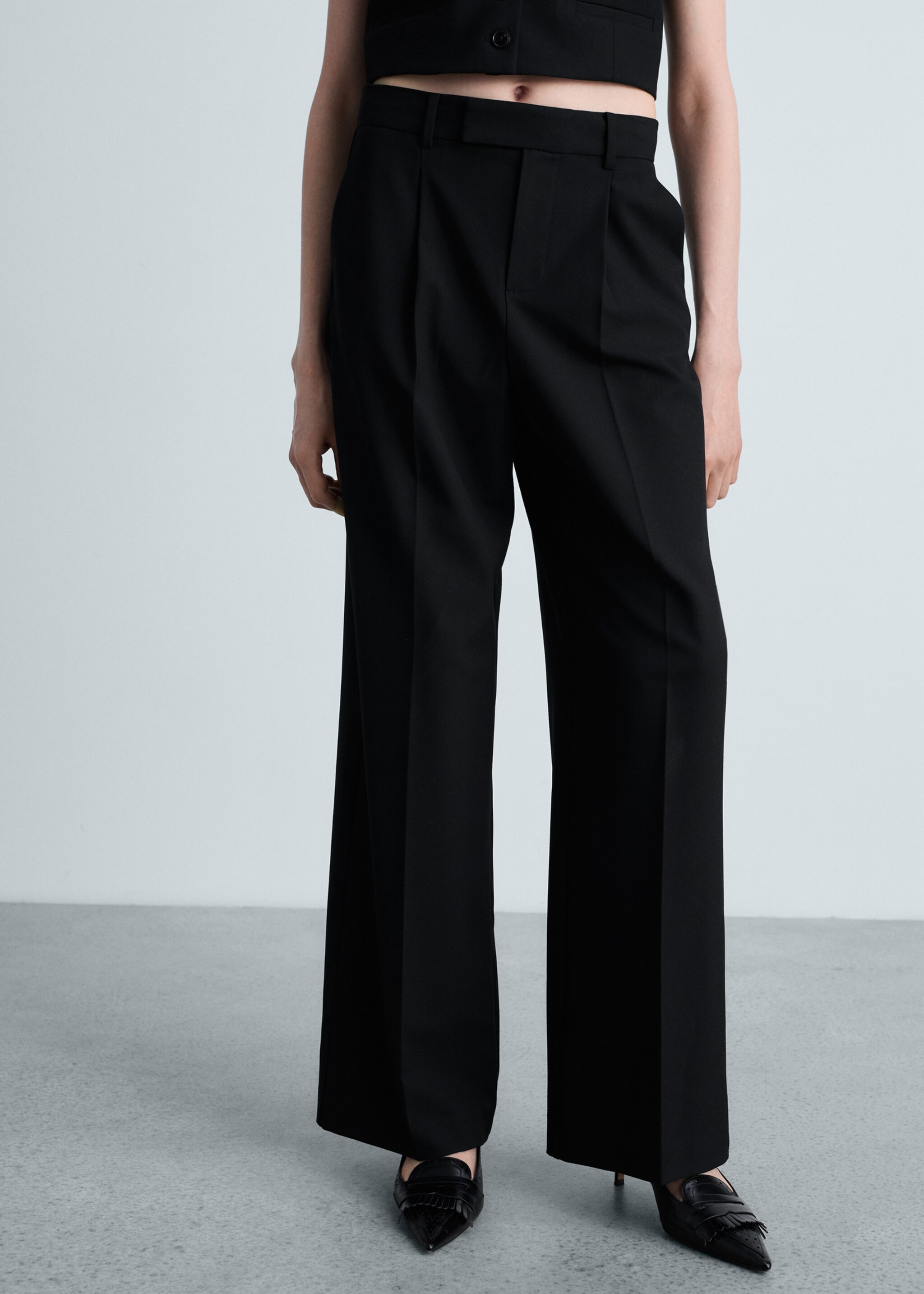 Straight suit trousers - Medium plane, Black. Ref: 87045140-00.