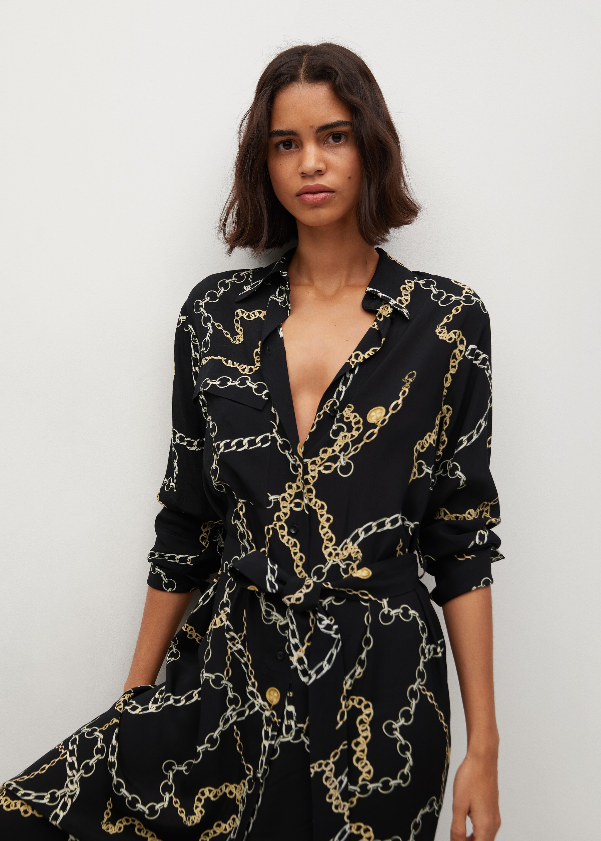 Vestido estampado cadenas - Plano medio