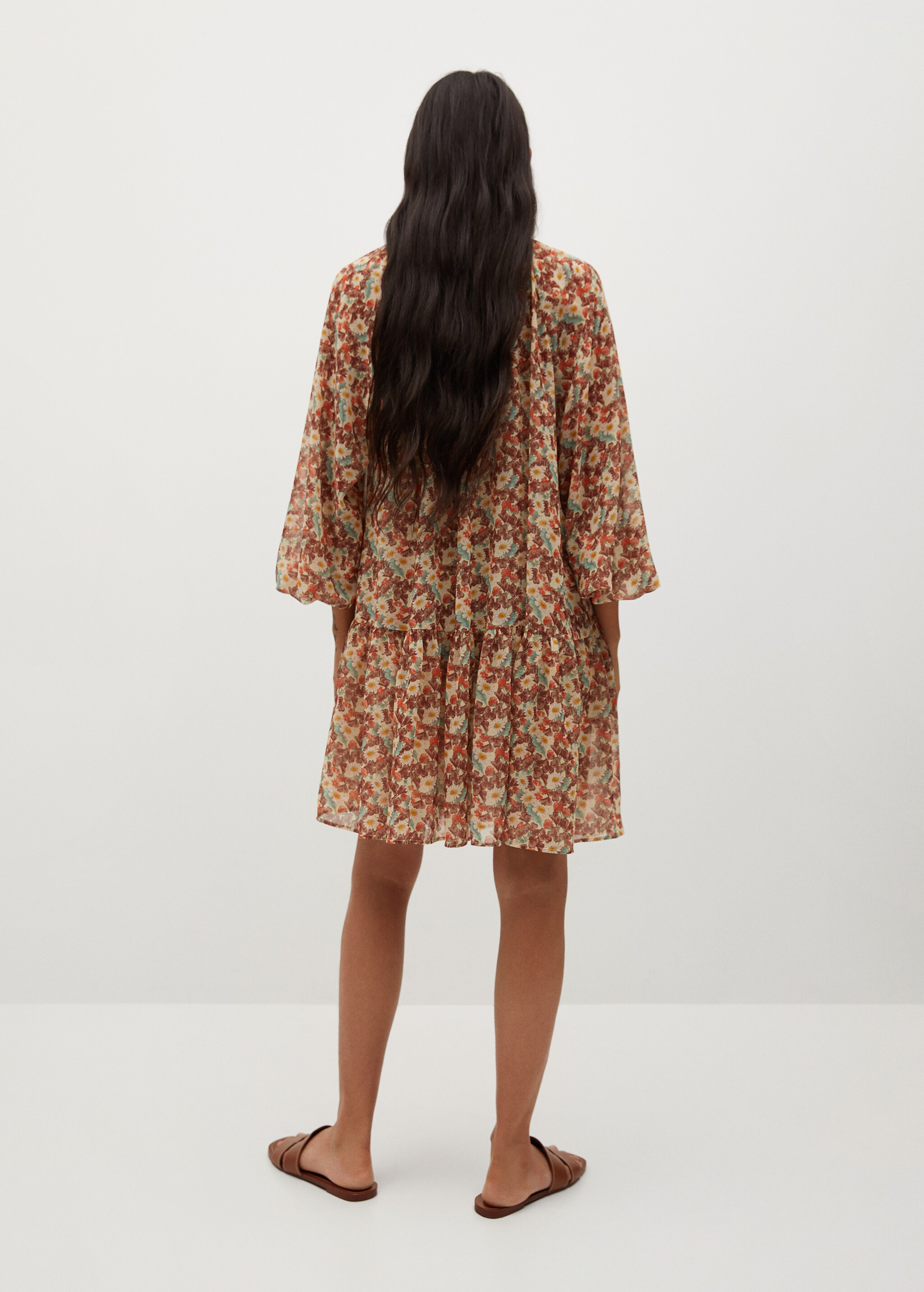 Vestido estampado manga abullonada - Reverso del artículo